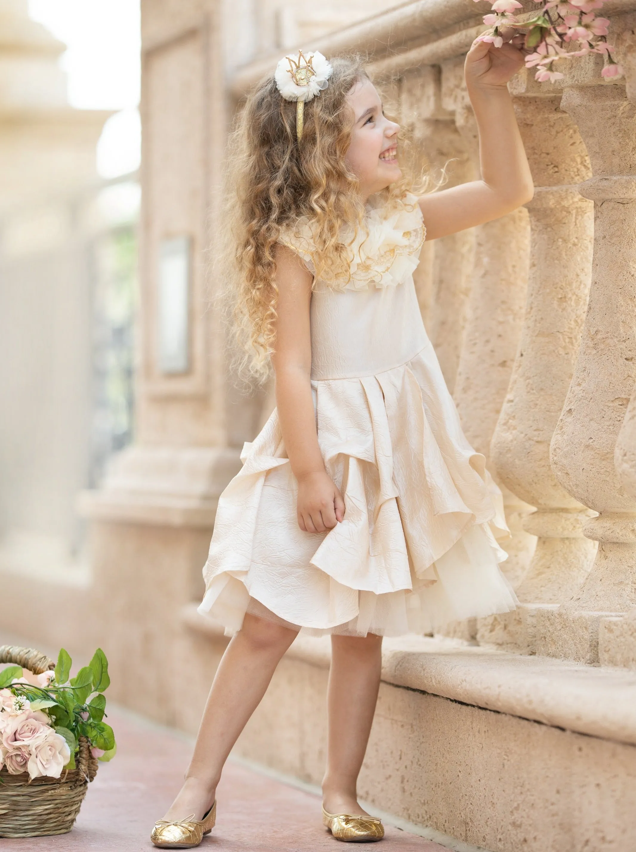 First Dance Ruffle Lace Tulle Dress