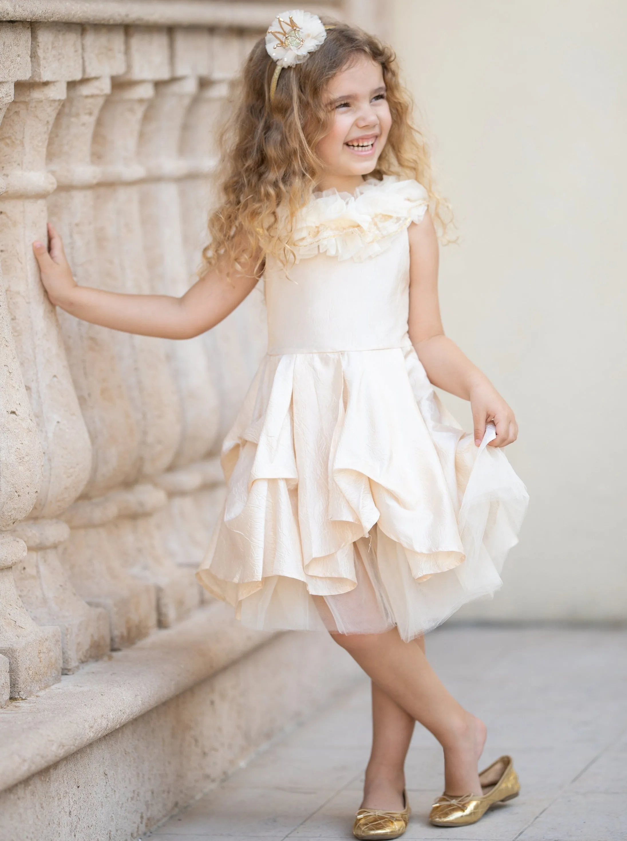 First Dance Ruffle Lace Tulle Dress