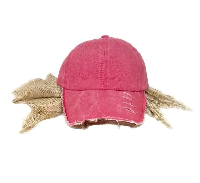 GIRLS Distressed Bright Red Hat