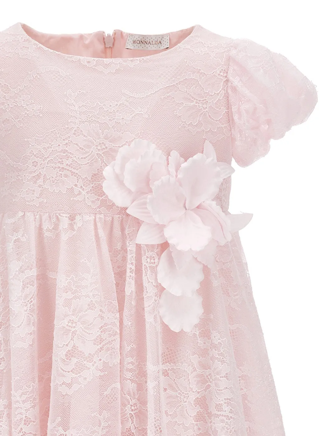 Girls floral lace dress-71C919 Pink