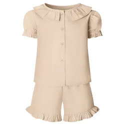 Girls Frill Linen Short Set