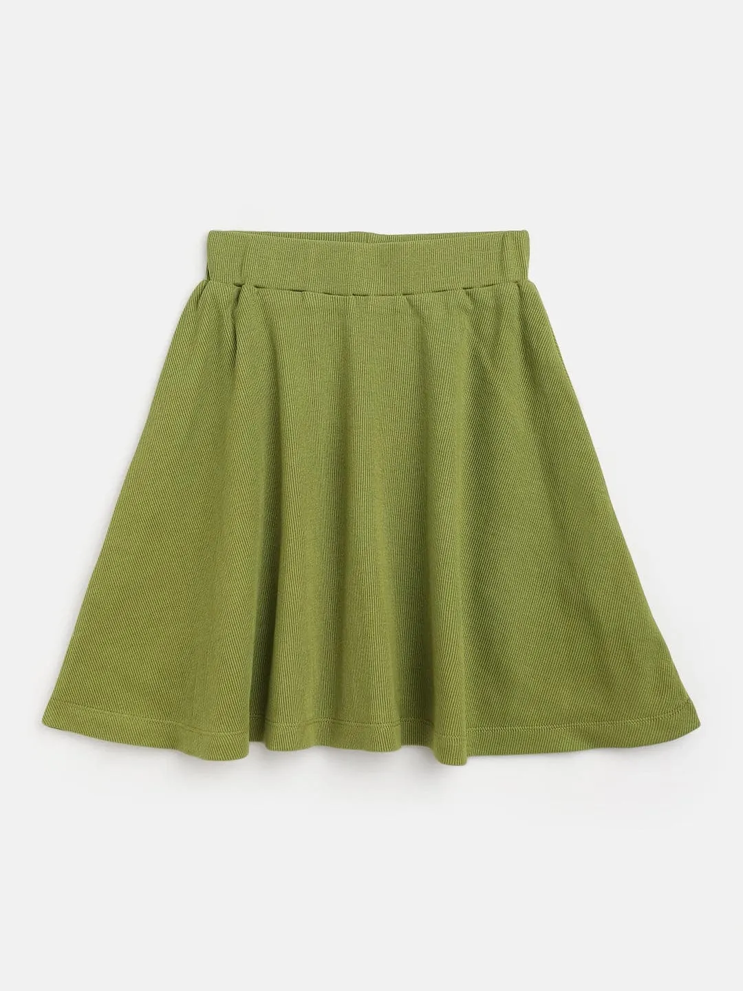 Girls Green Rib Skater Skirt - Lyush Kids