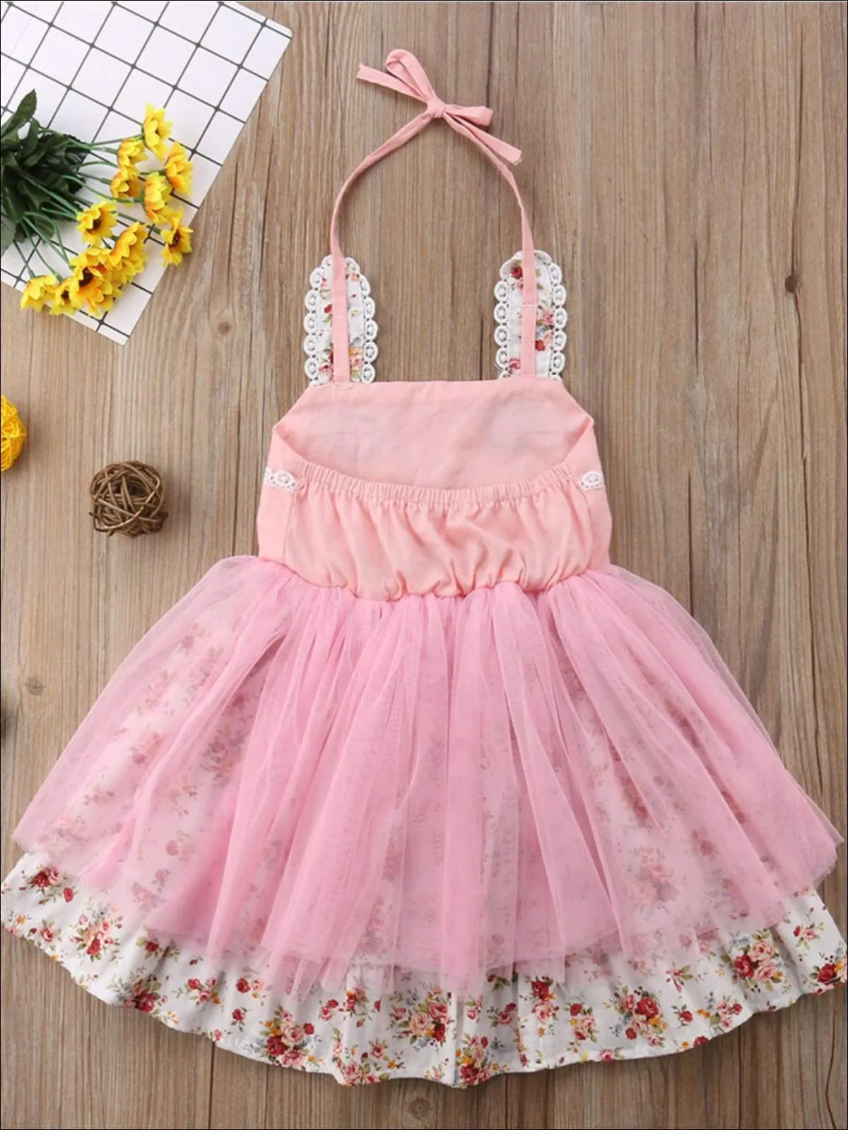 Girls Smile It's Easter Floral Tulle Tutu Dress