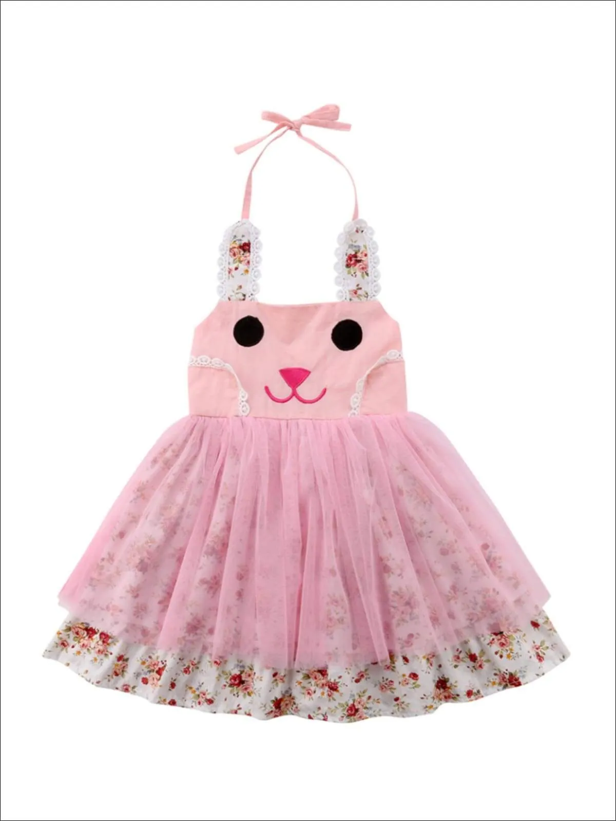 Girls Smile It's Easter Floral Tulle Tutu Dress