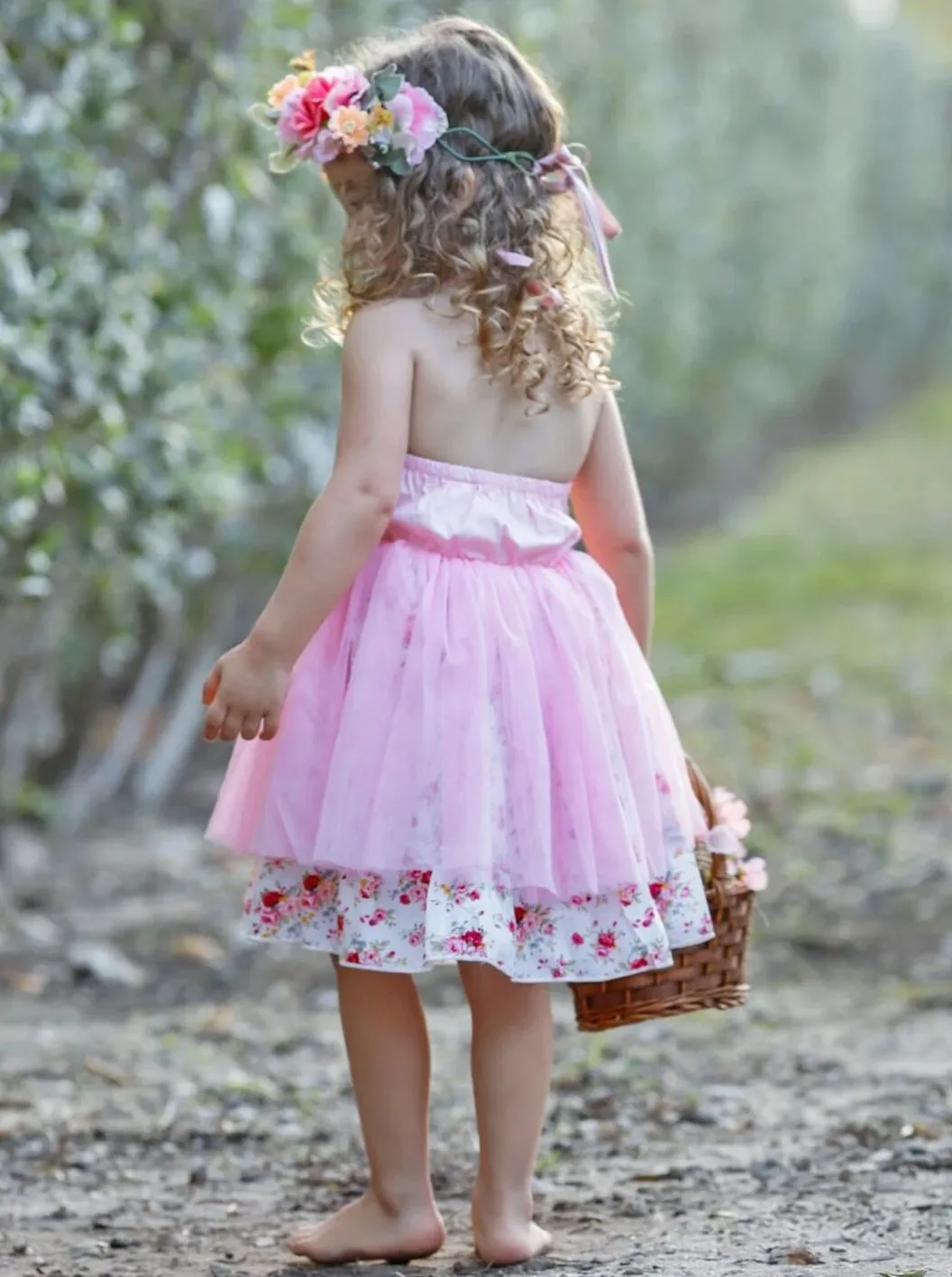 Girls Smile It's Easter Floral Tulle Tutu Dress