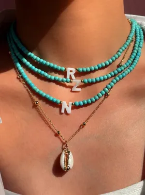 Girls Spell It Out Turquoise Beaded Initial Necklace