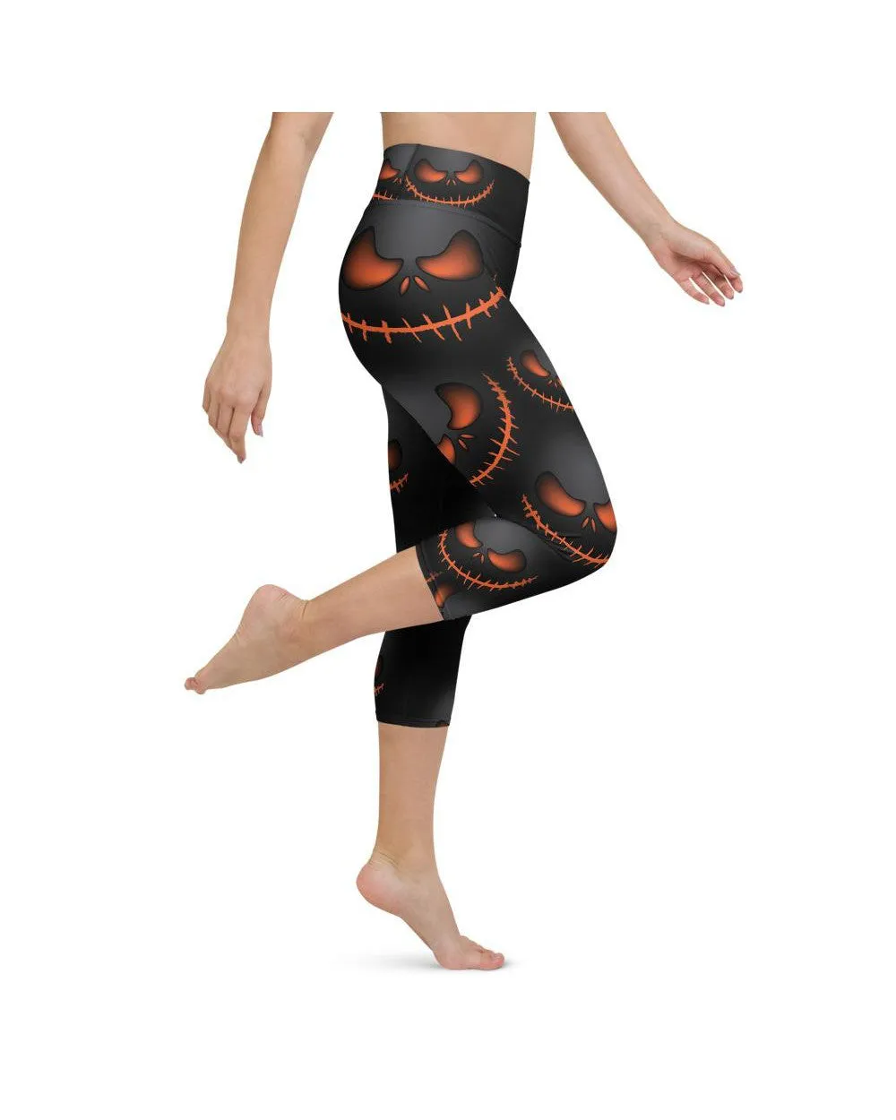 Halloween Evil Pumpkin Grin Yoga Capris