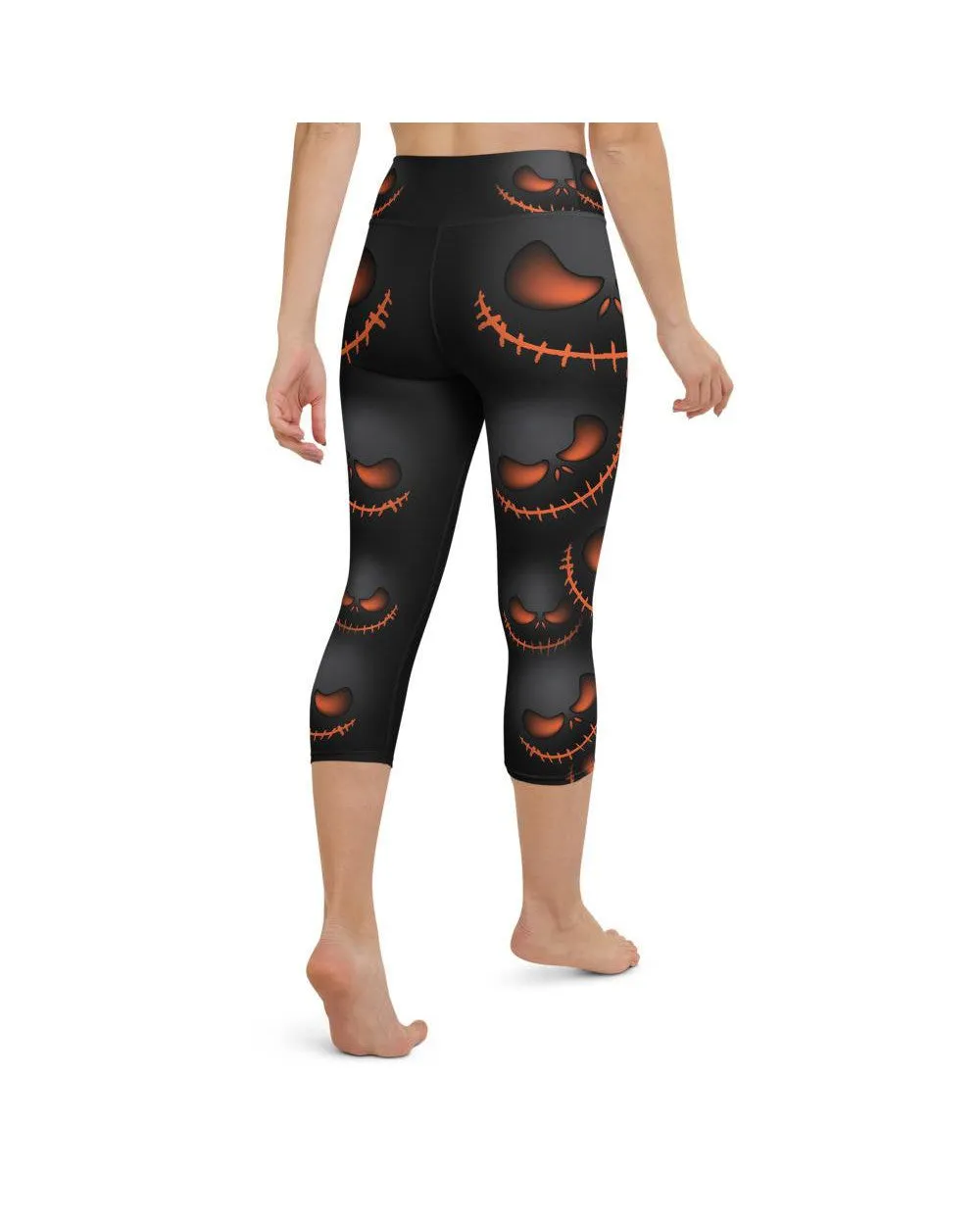 Halloween Evil Pumpkin Grin Yoga Capris