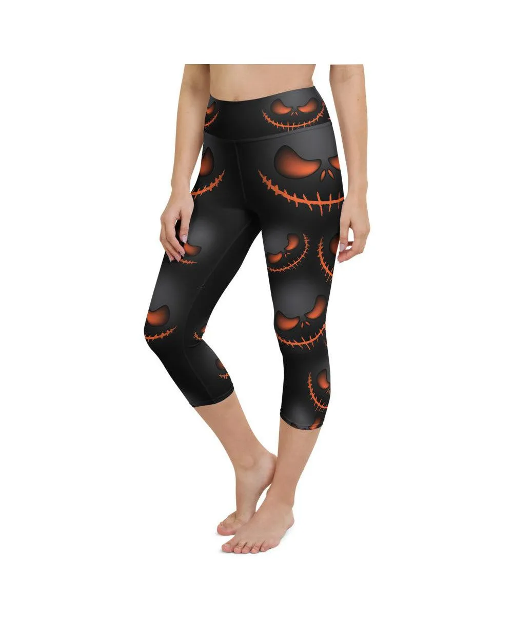 Halloween Evil Pumpkin Grin Yoga Capris