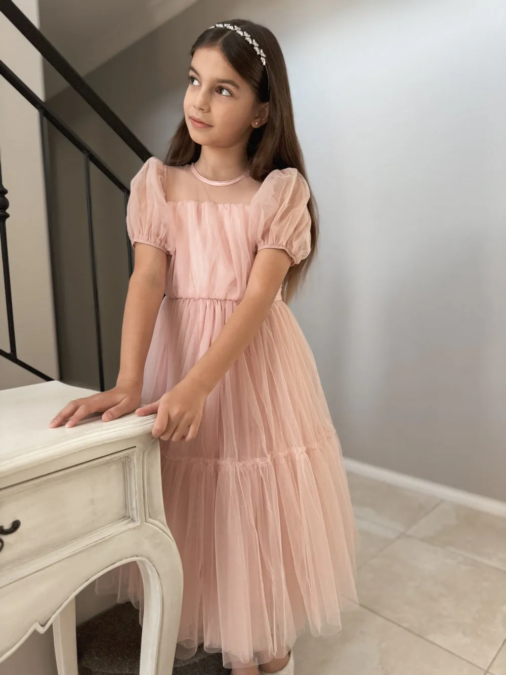 Harmony Puff Sleeve Dusty Pink Dress