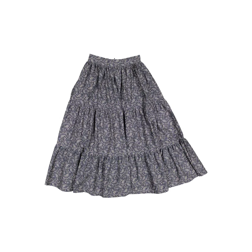 IMOGENE-LAYERED SKIRT W/SMOCK WAIST BAND-Paisley