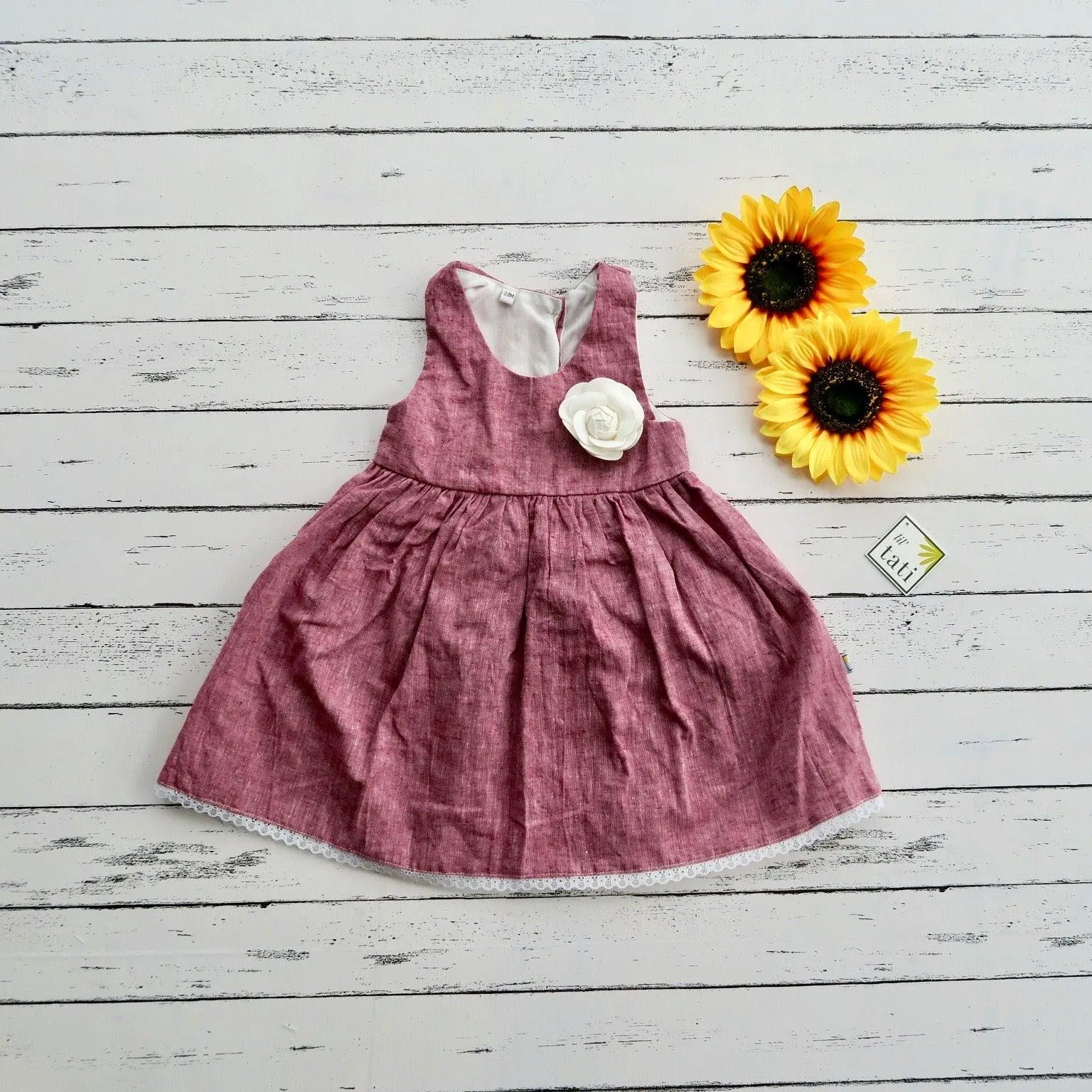 Iris Dress in Maroon Linen