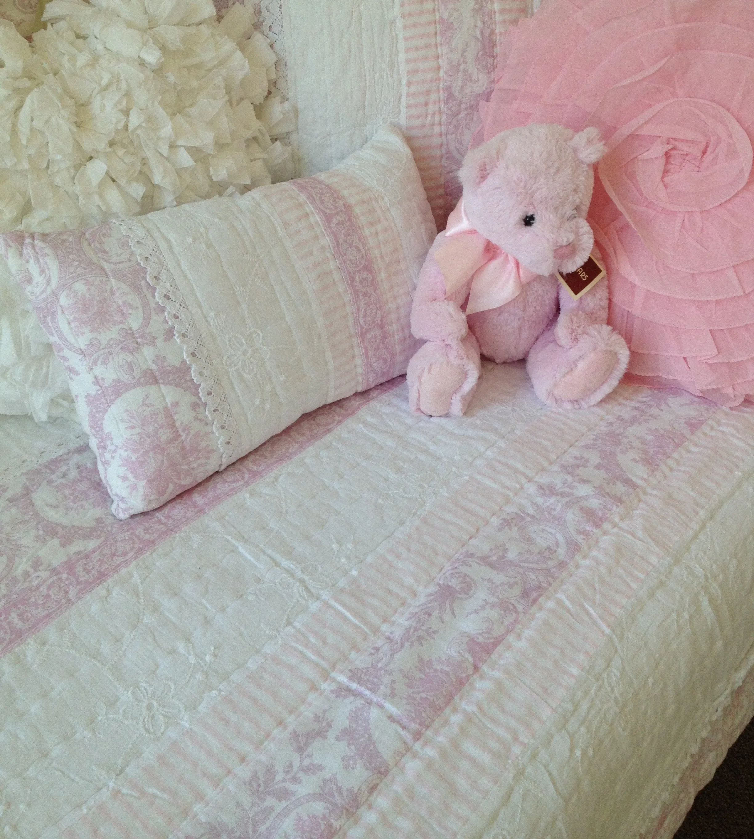 Juliet Pink Cot Quilt Nursery Bed Linen Bedding