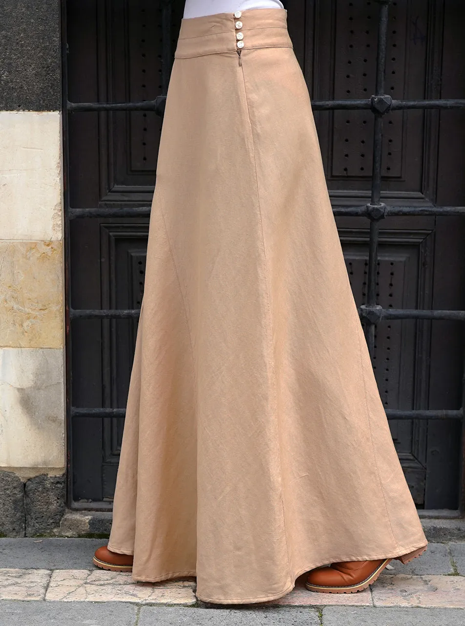 Linen Skirt with Flared Godet