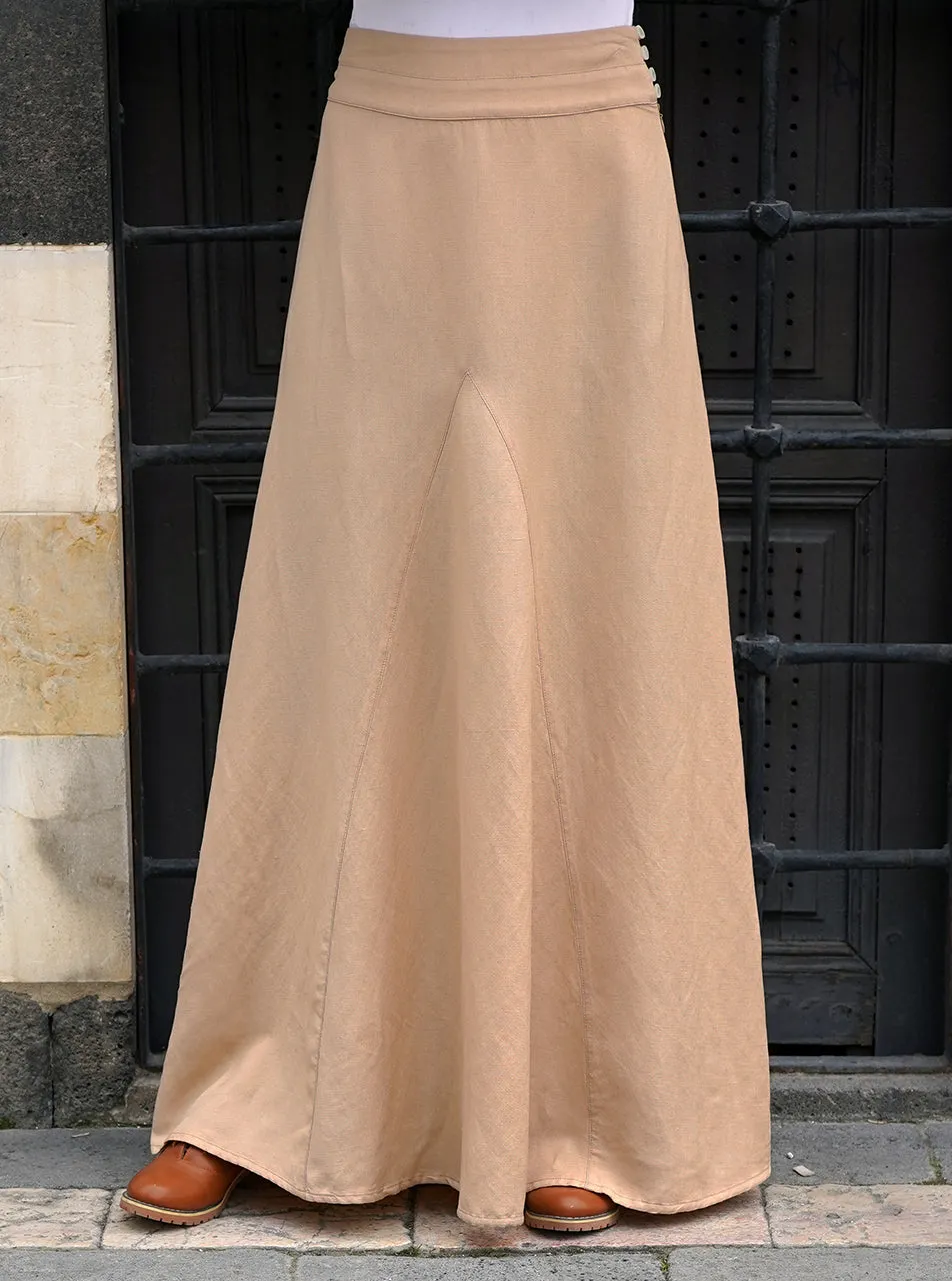 Linen Skirt with Flared Godet