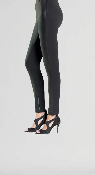 Liquid Leather™ Sheen Two-Tone Legging: Black