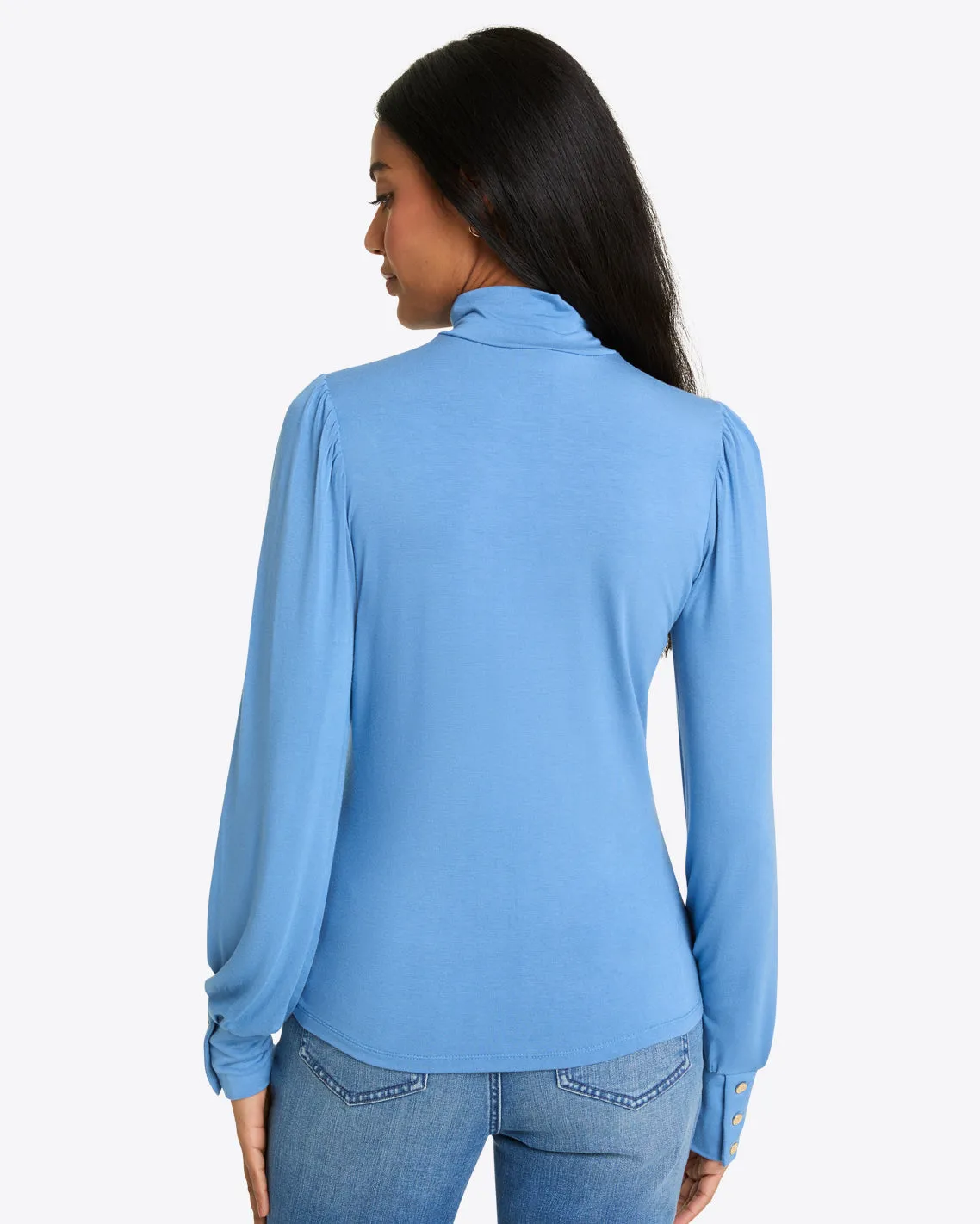 Long Sleeve Puff Mock Neck