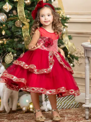 Made To Sparkle Embroidered Tulle Holiday Dress