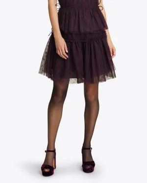 Mini Tiered Skirt in Plum Tulle