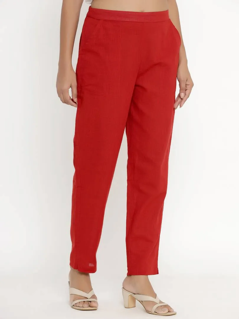 Miravan Cotton Solid straight regular fit casual trouser pant For Women's &amp; Girls