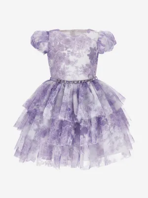 Monnalisa Girls Monochrome Tulle Dress in Purple