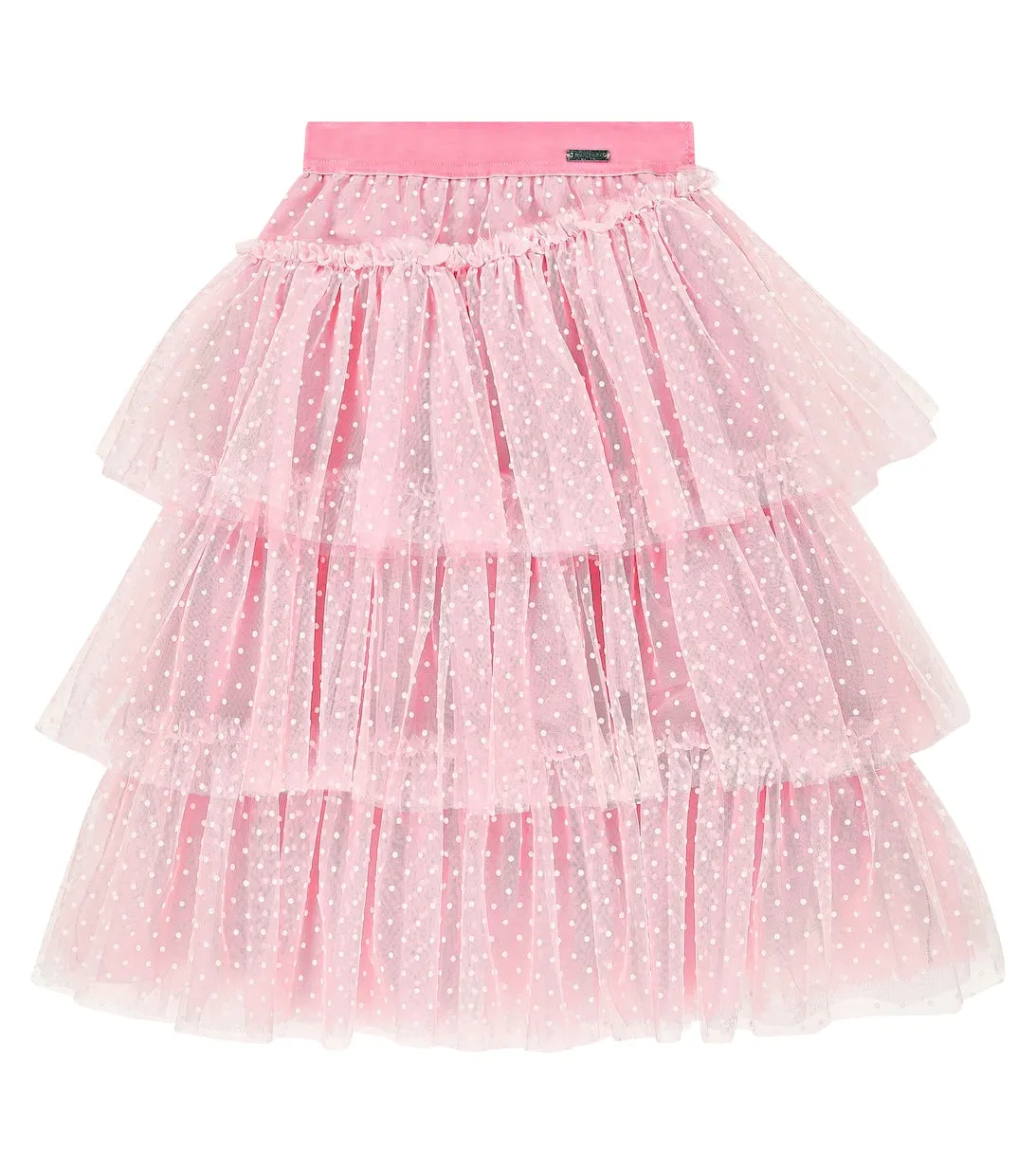 Monnalisa polka dot tulle skirt, pink