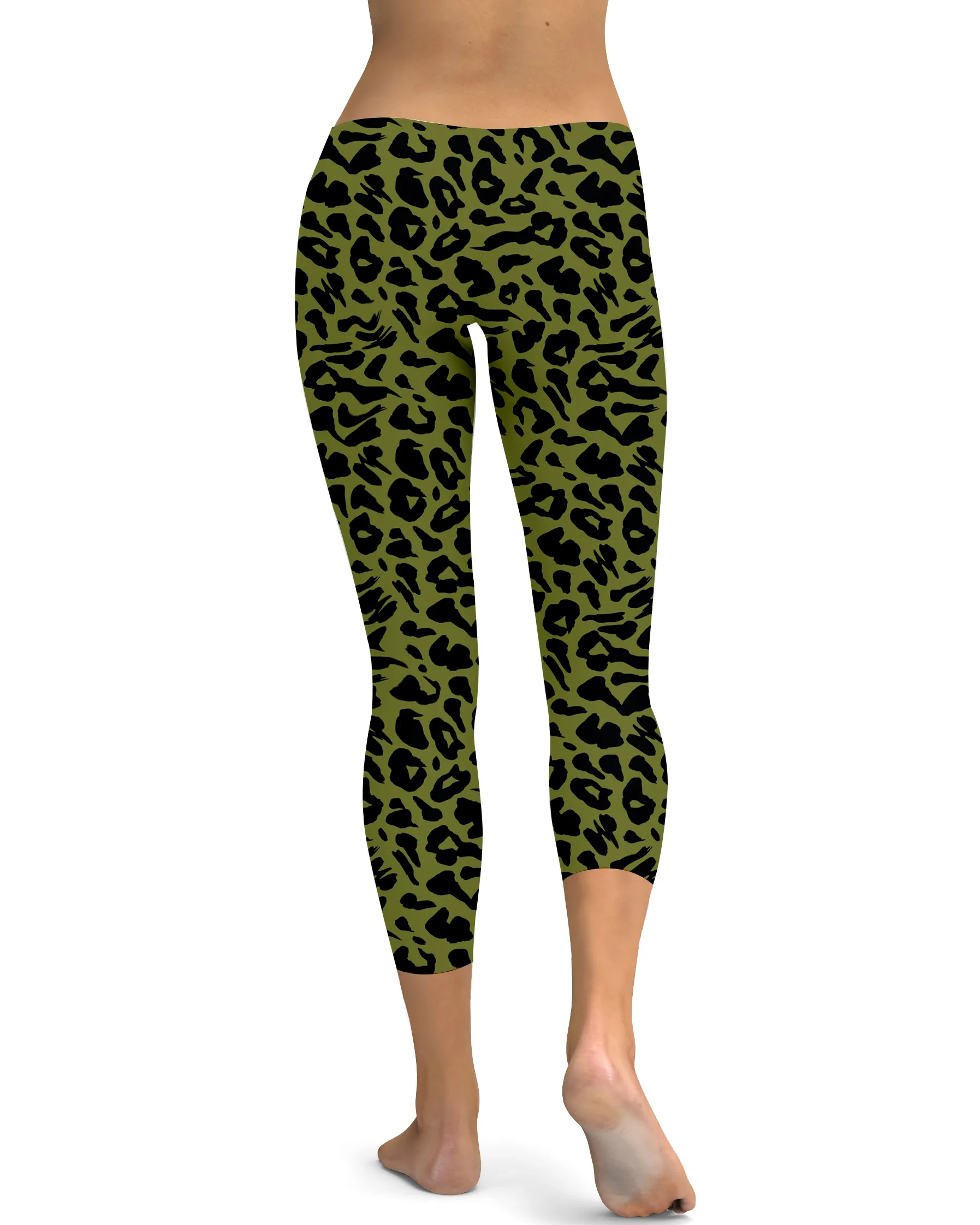 Olive Green Leopard Skin Capris