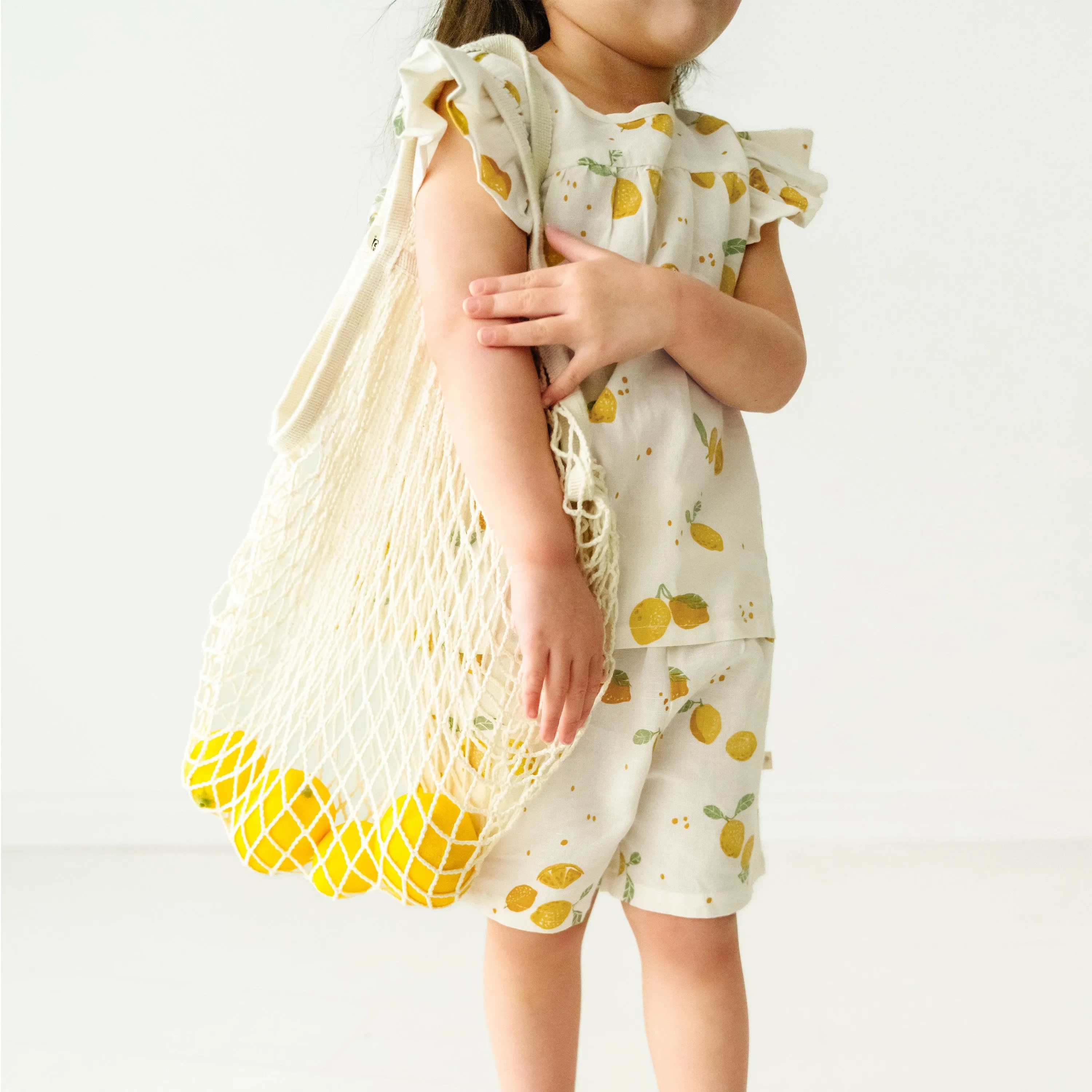 Organic Girls Flutter Top and Shorts Outfit - Citron