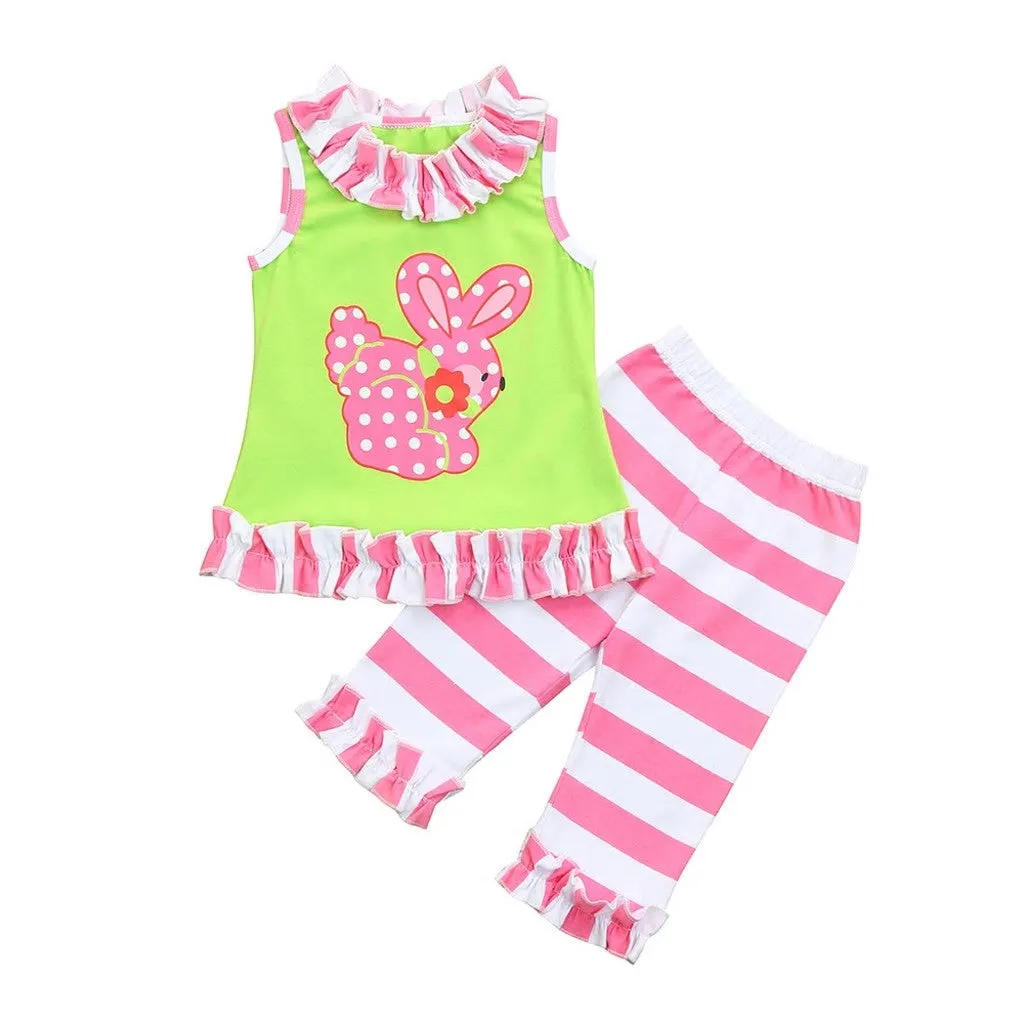 Pink & Green Bunny Caprs Set