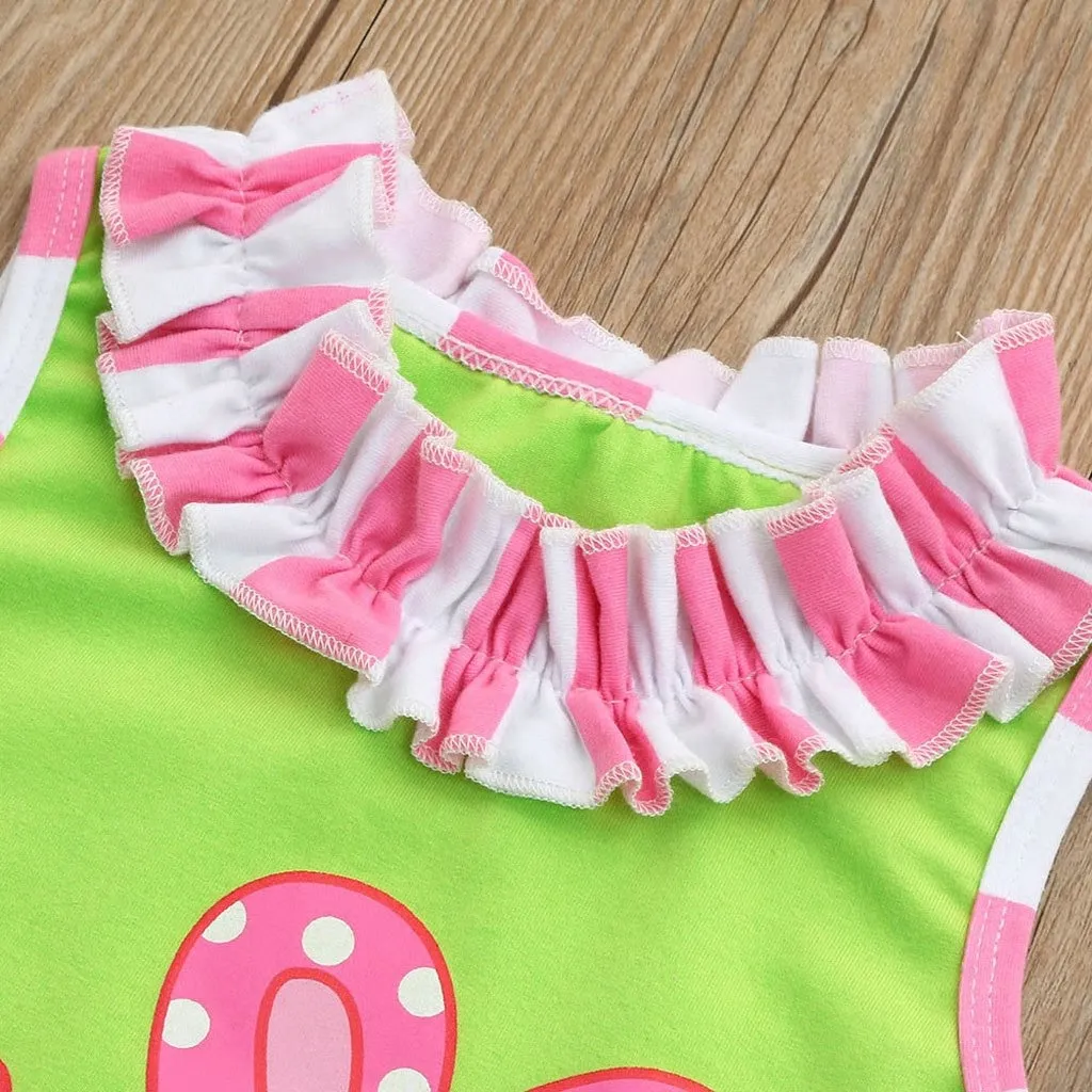 Pink & Green Bunny Caprs Set