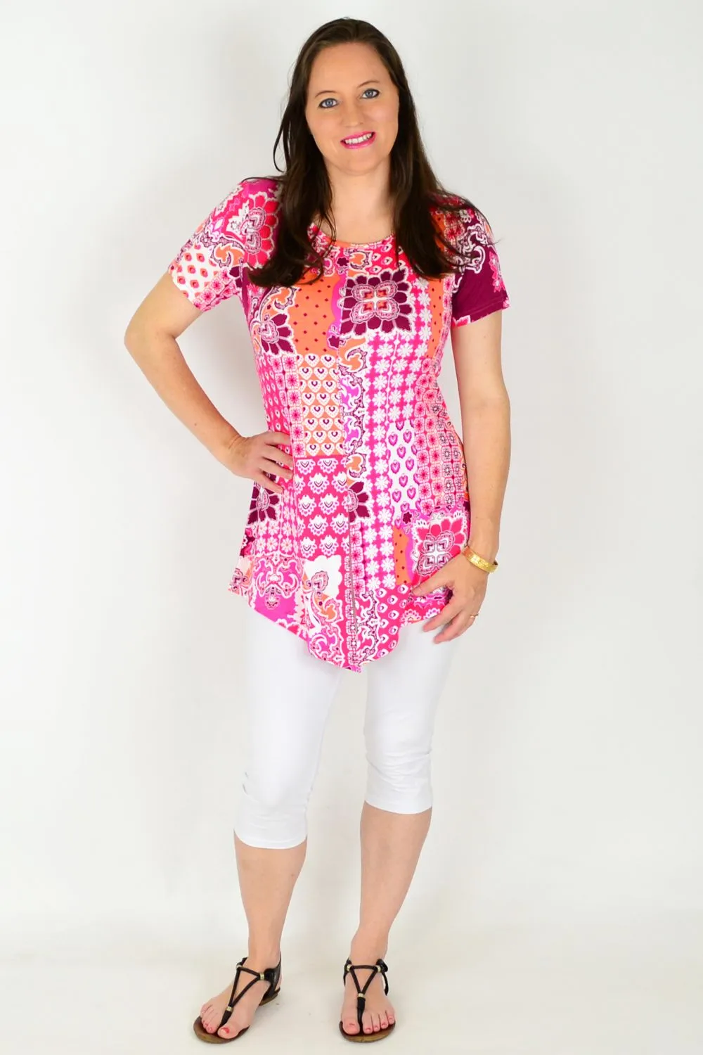 Pink Mosaic Tunic Top