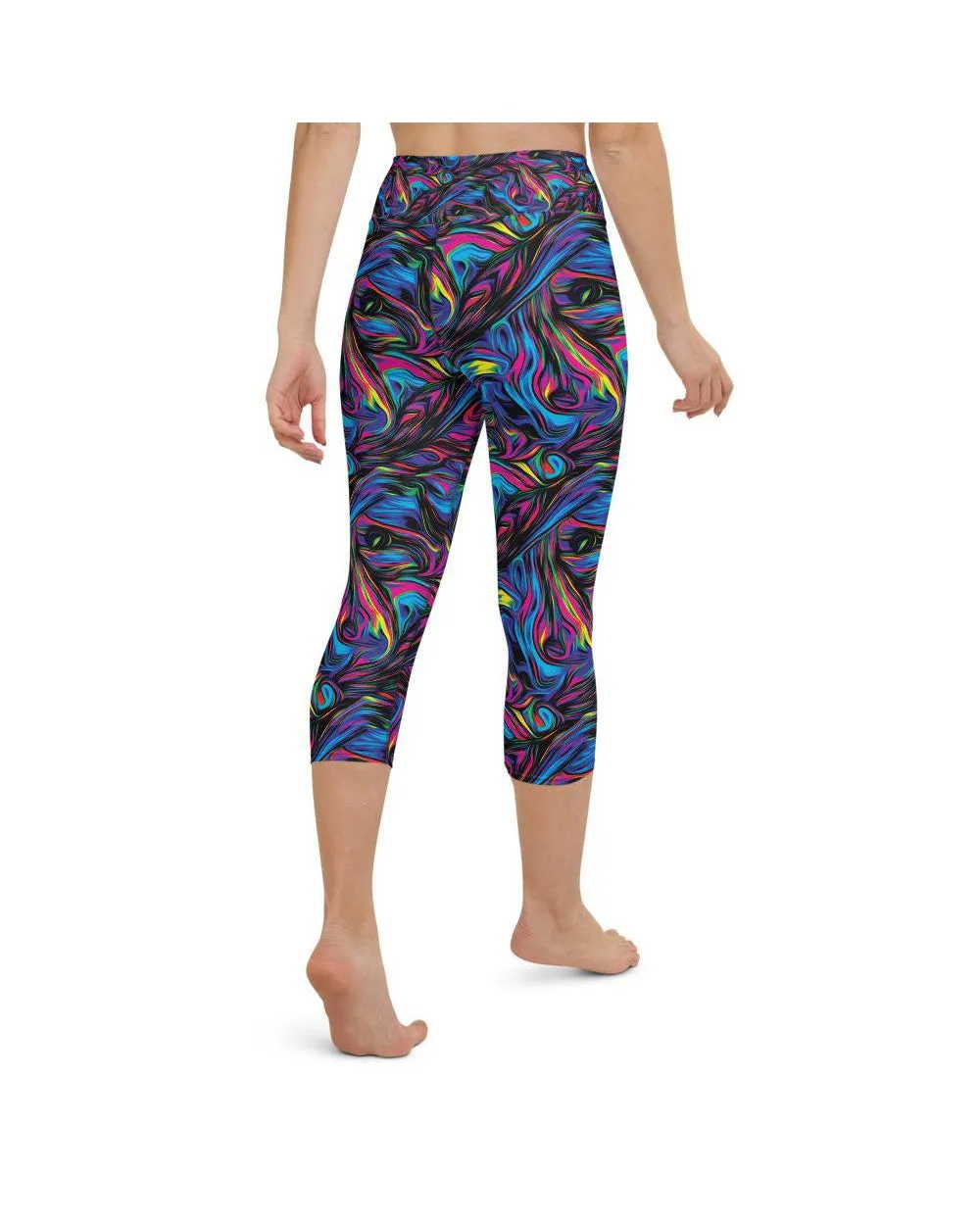 Psychedelic Neon Paint Yoga Capris