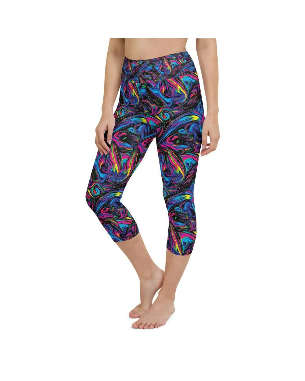 Psychedelic Neon Paint Yoga Capris