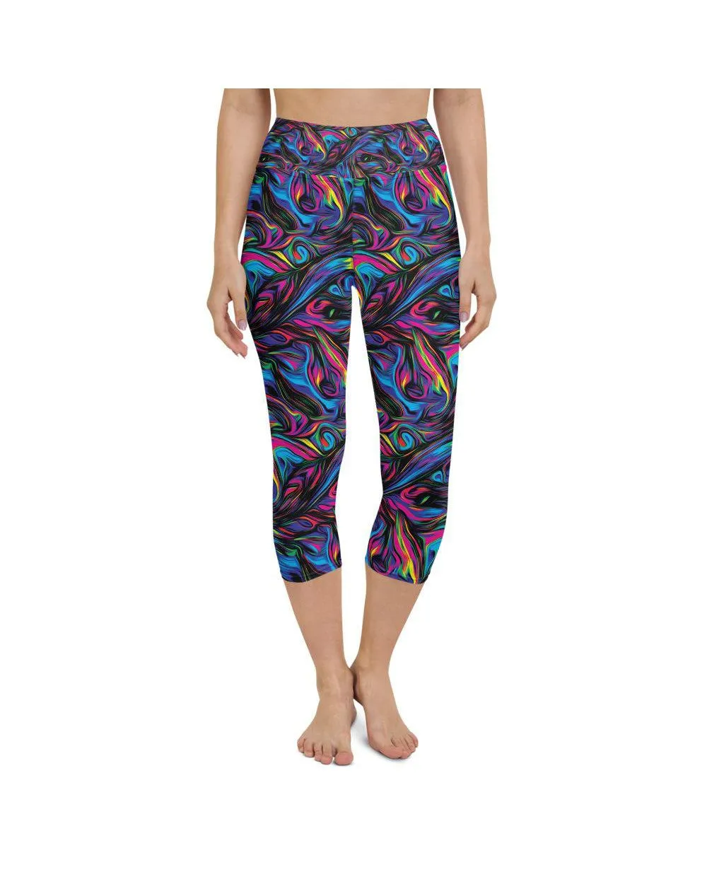 Psychedelic Neon Paint Yoga Capris