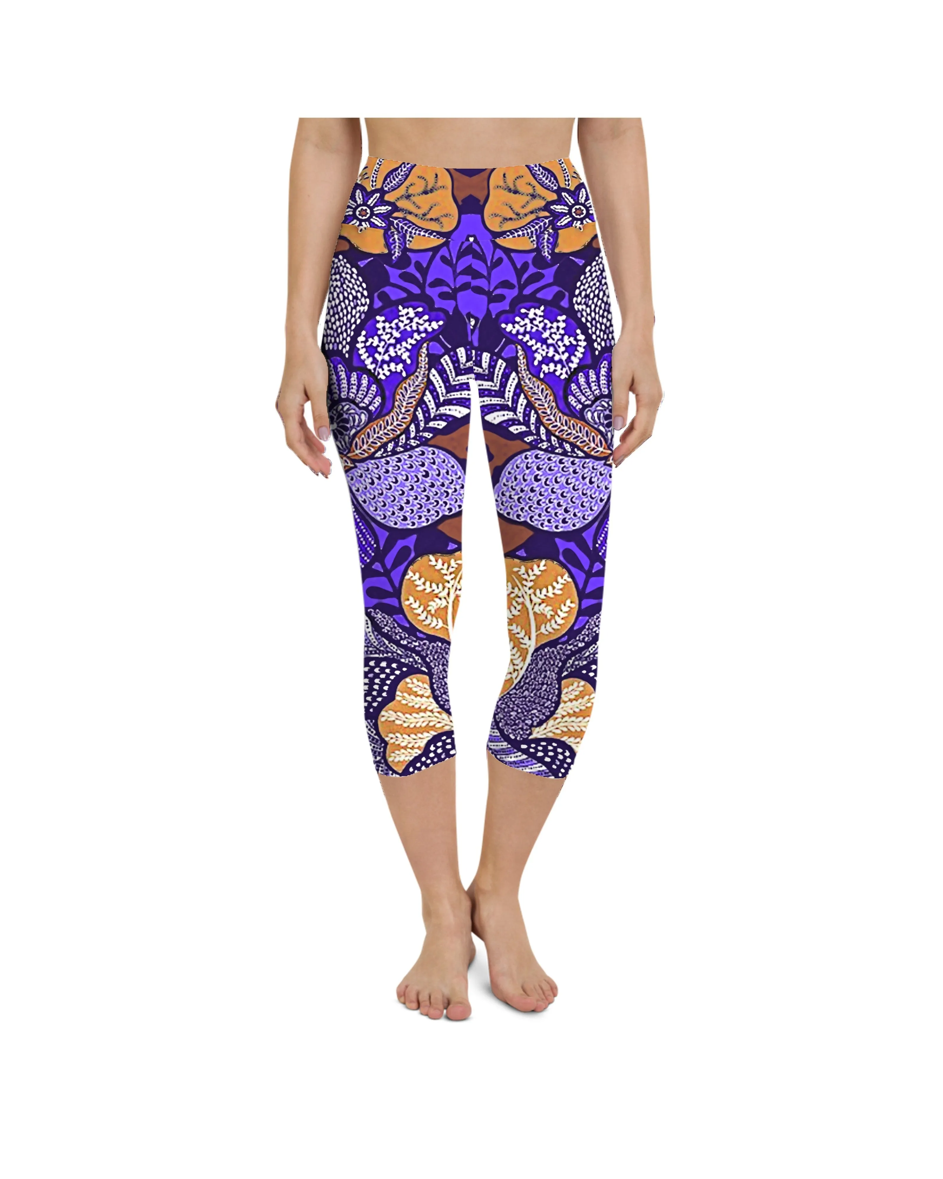 Purple Batik Floral Yoga Capris