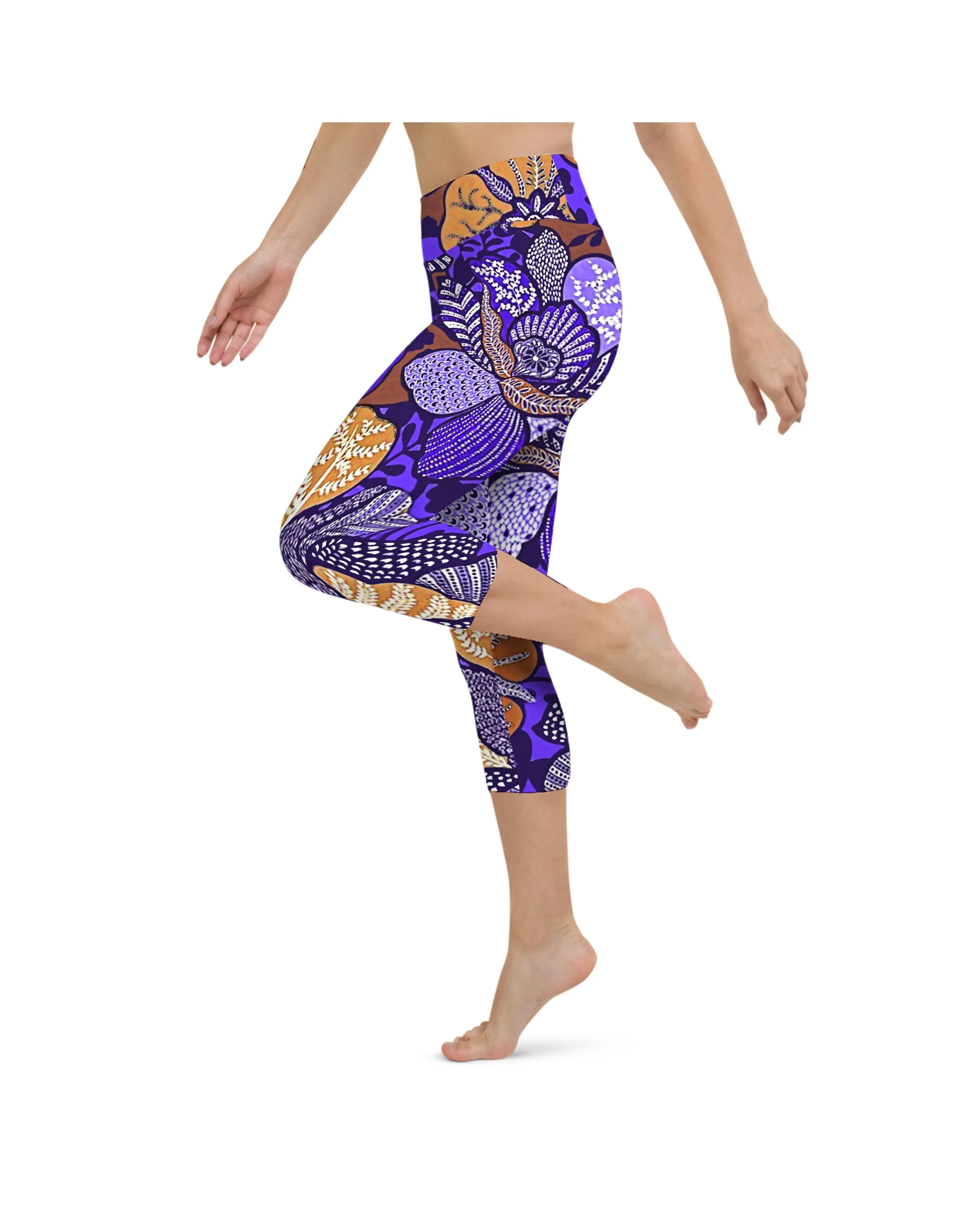 Purple Batik Floral Yoga Capris