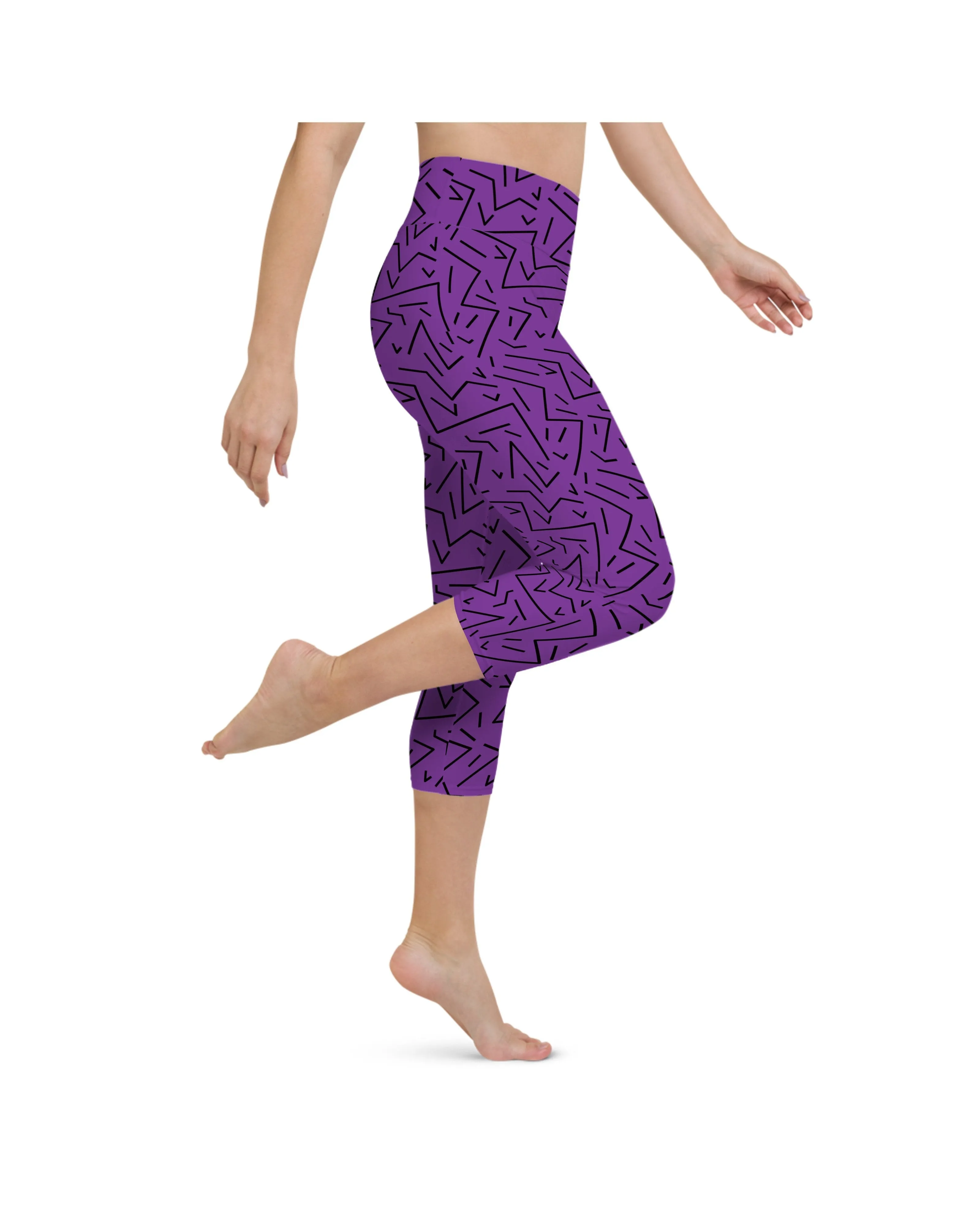 Purple Black Line Yoga Capris