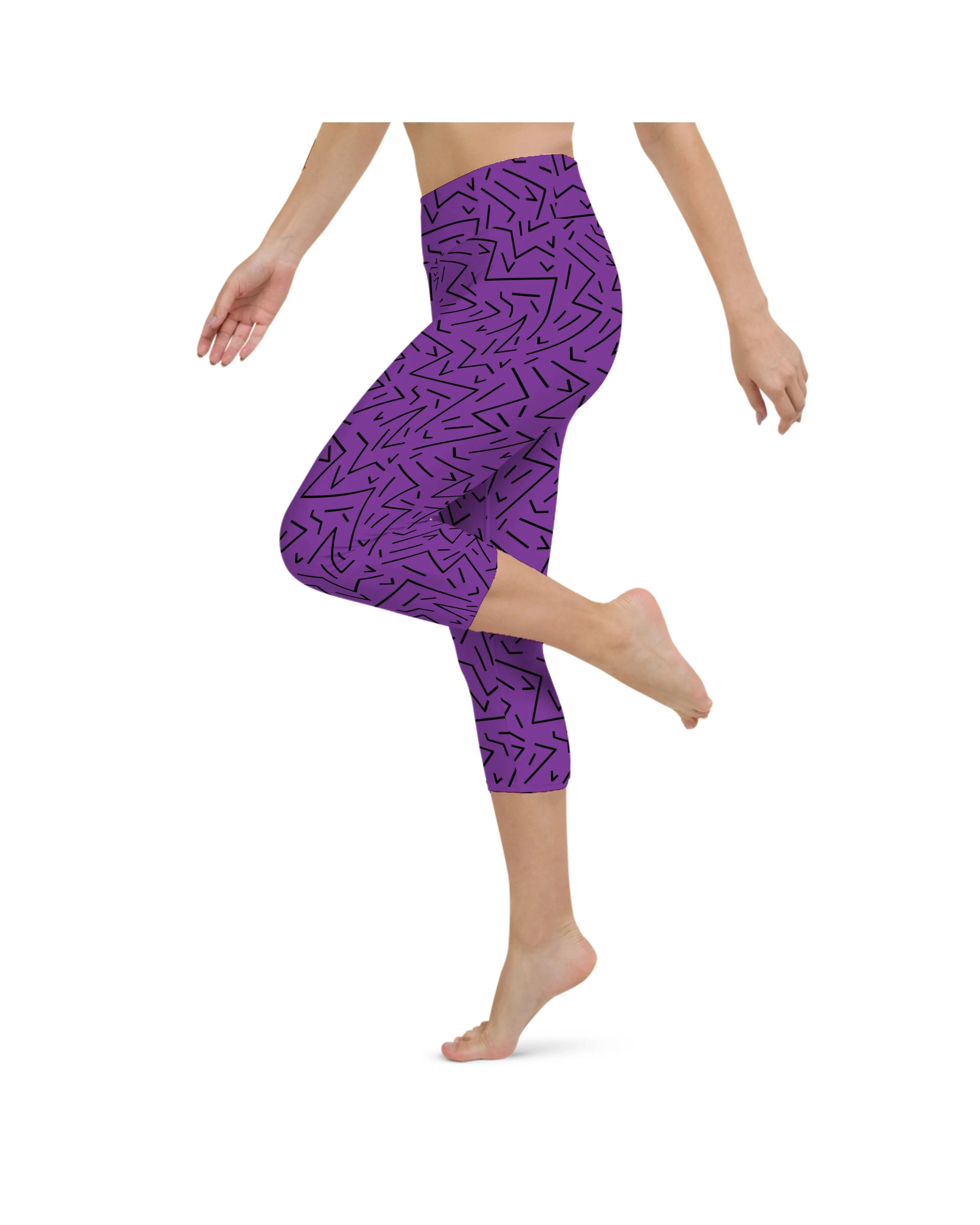 Purple Black Line Yoga Capris