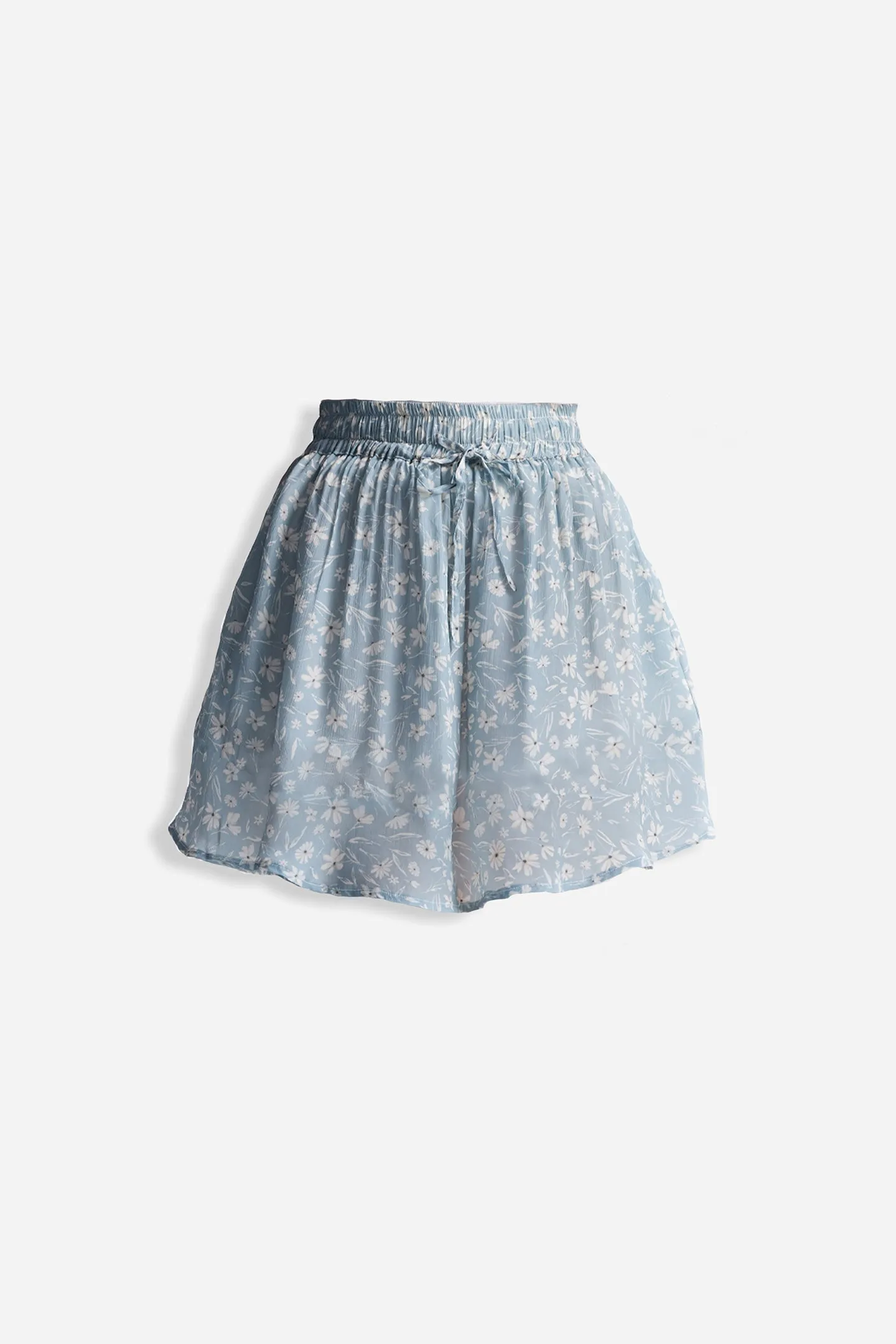 Reistor Drawstring Short Skirt in Light Blue Florals | NEW COLLECTION