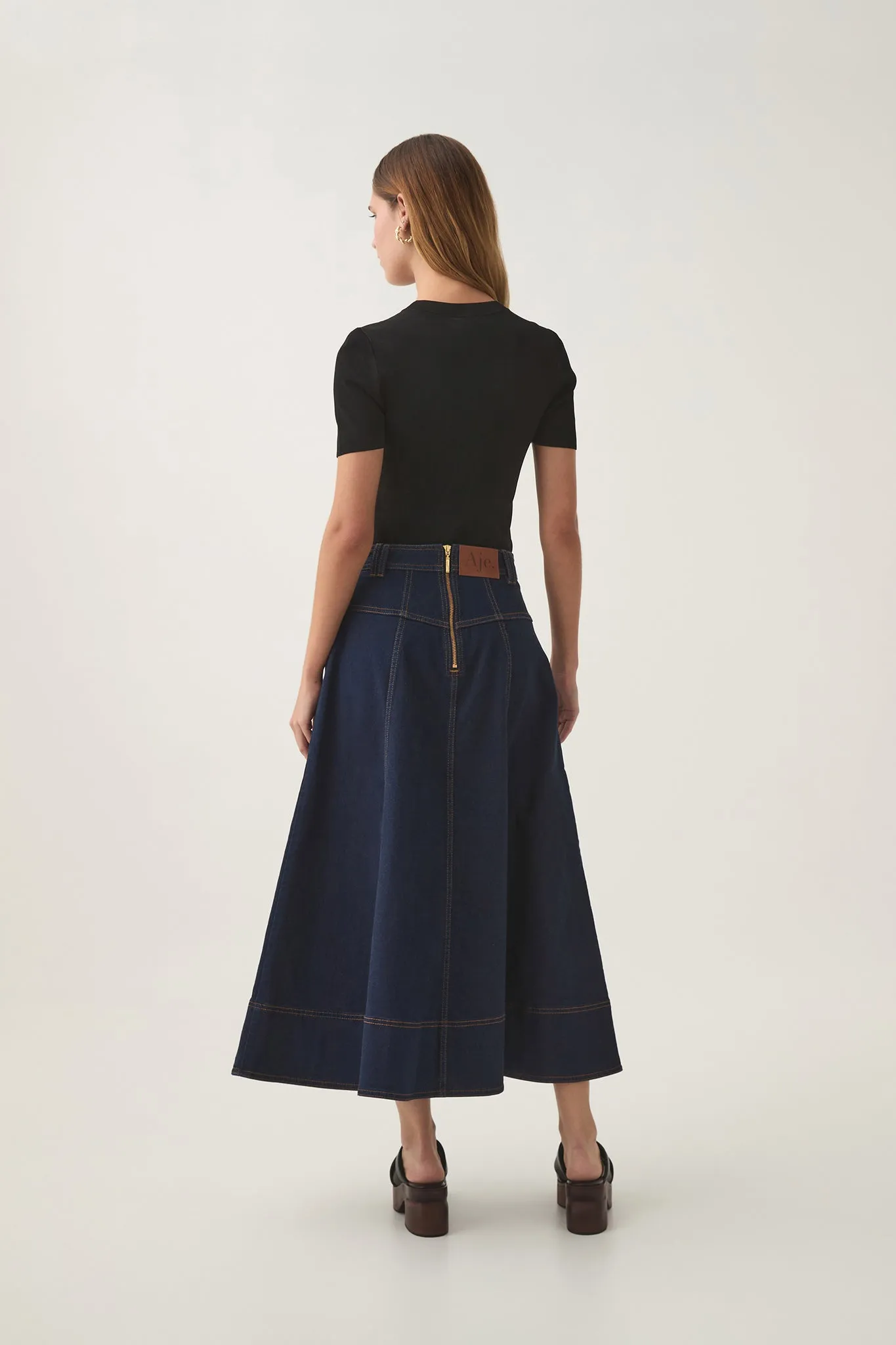 Resonance Denim Midi Skirt