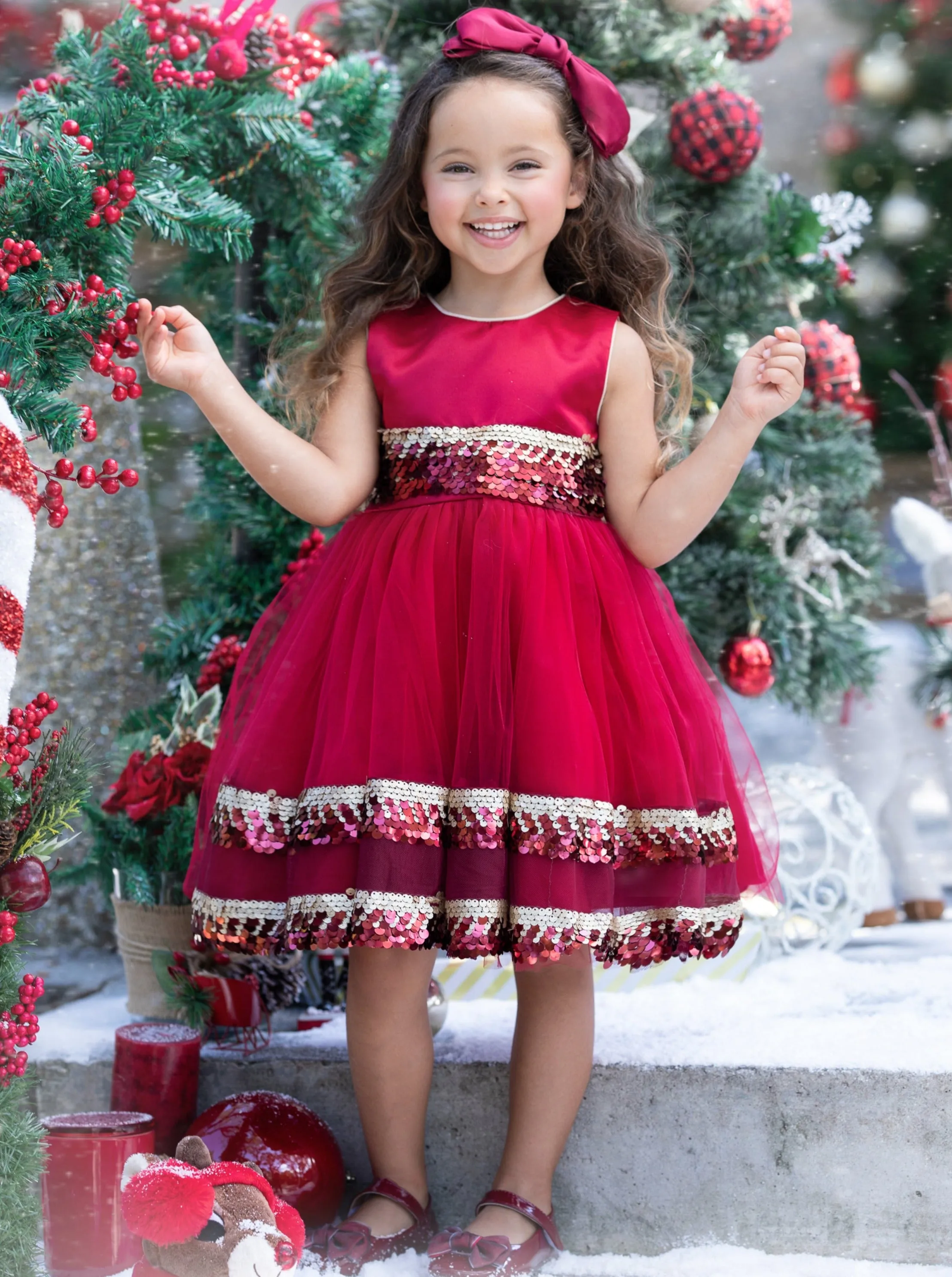 Season of Sparkle Red Tiered Holiday Dress