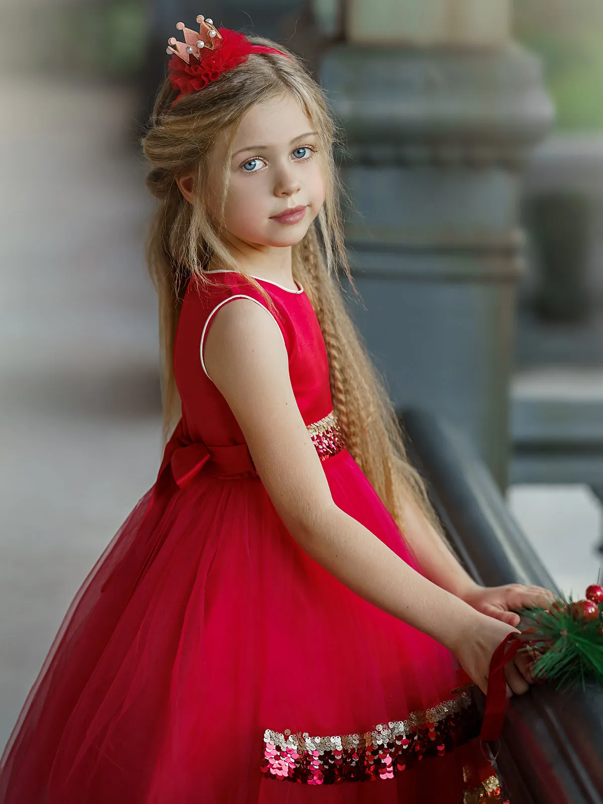 Season of Sparkle Red Tiered Holiday Dress