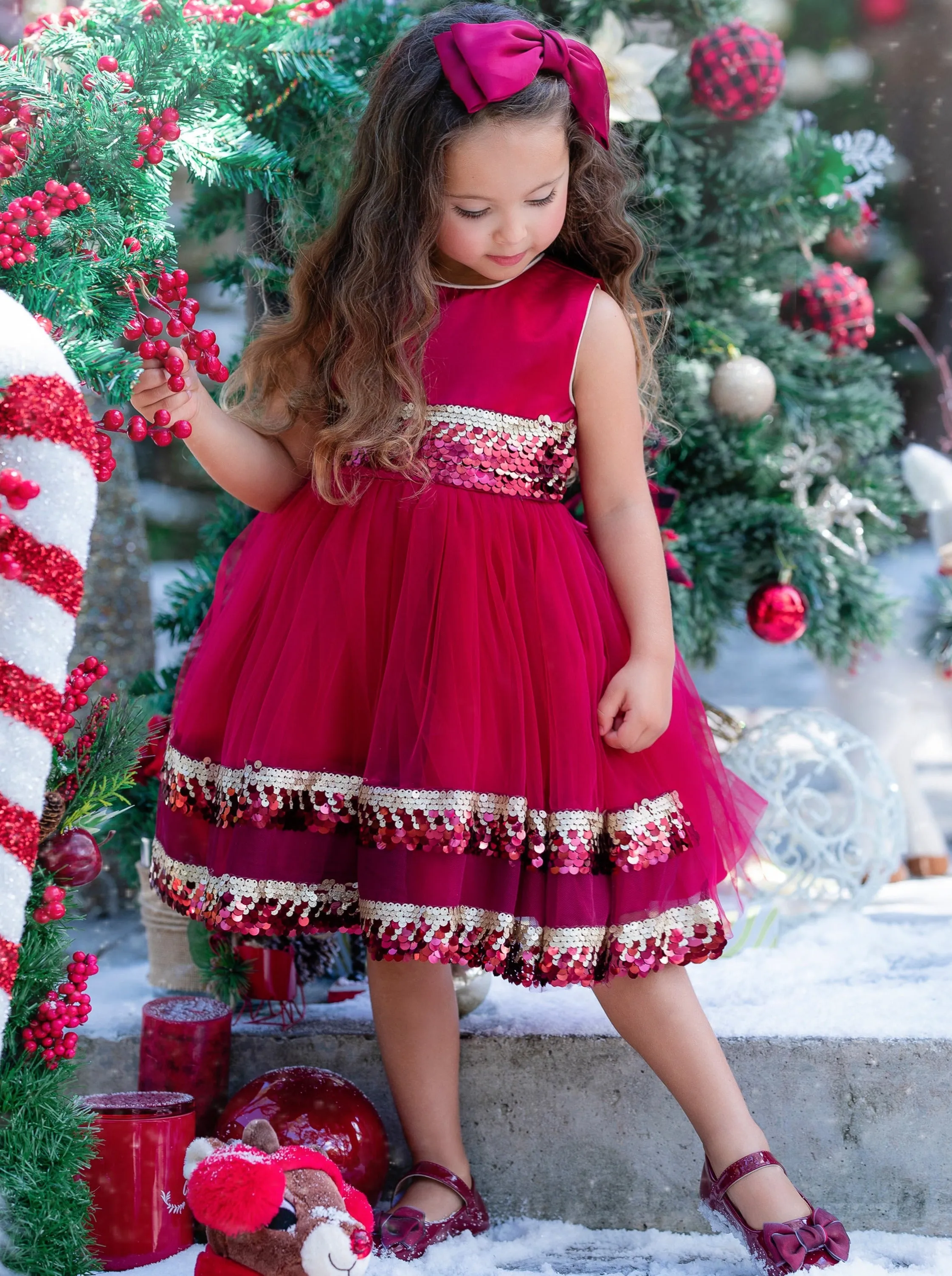 Season of Sparkle Red Tiered Holiday Dress