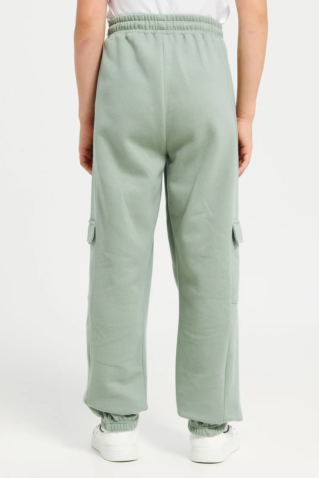 Senior Girls Green Cargo Pocket Track Pants