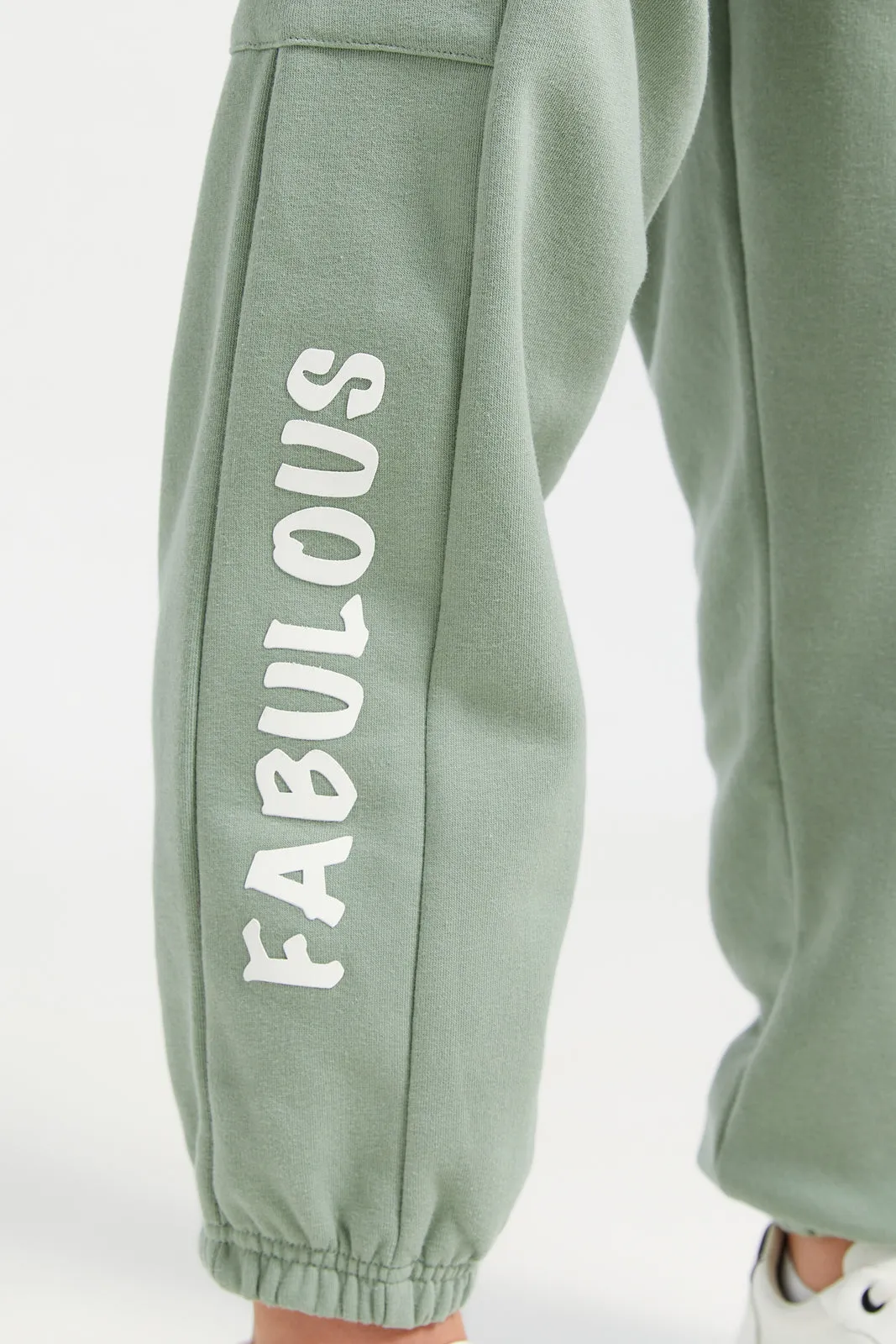 Senior Girls Green Cargo Pocket Track Pants