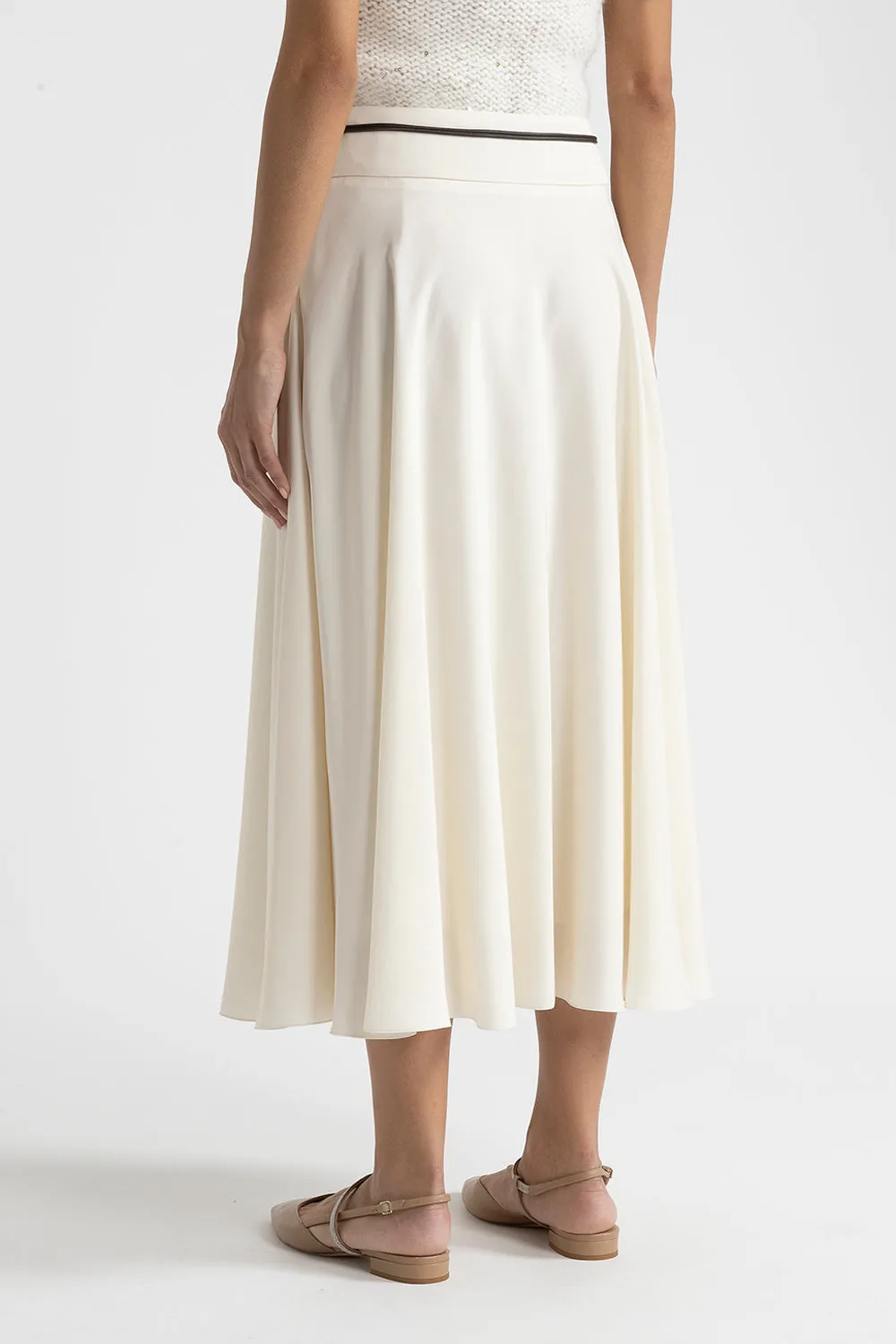 Soft touch viscose blend skirt with belt