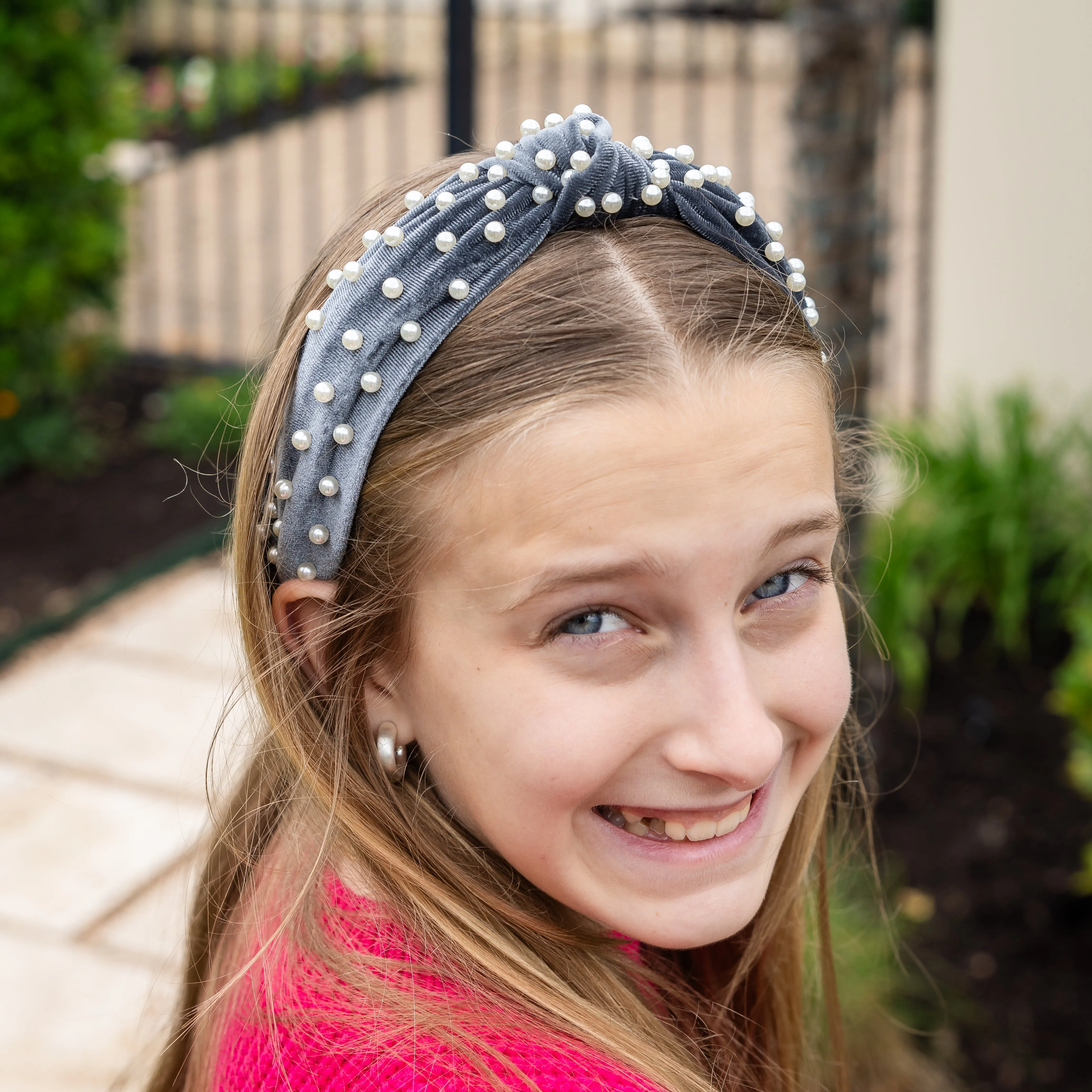 Stud Headband - Gray Velvet