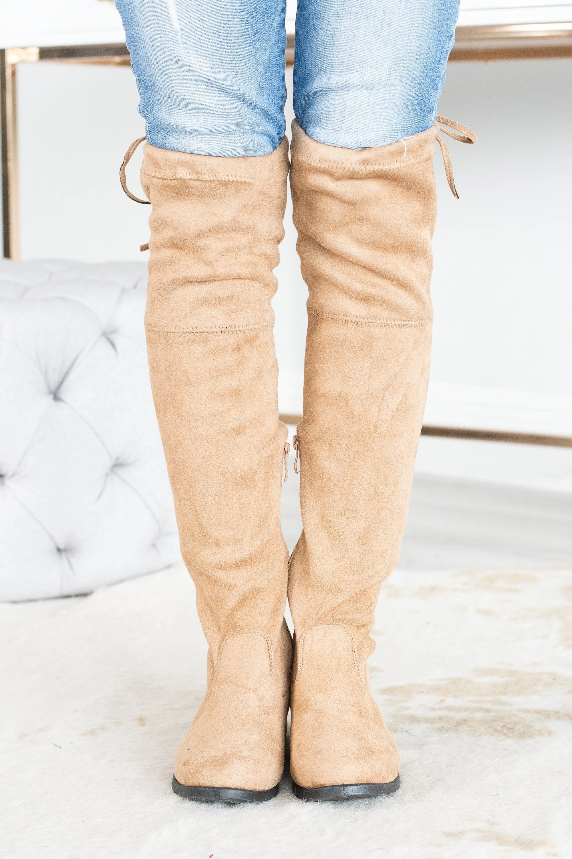 Take Me With You Over The Knee Natural Boots