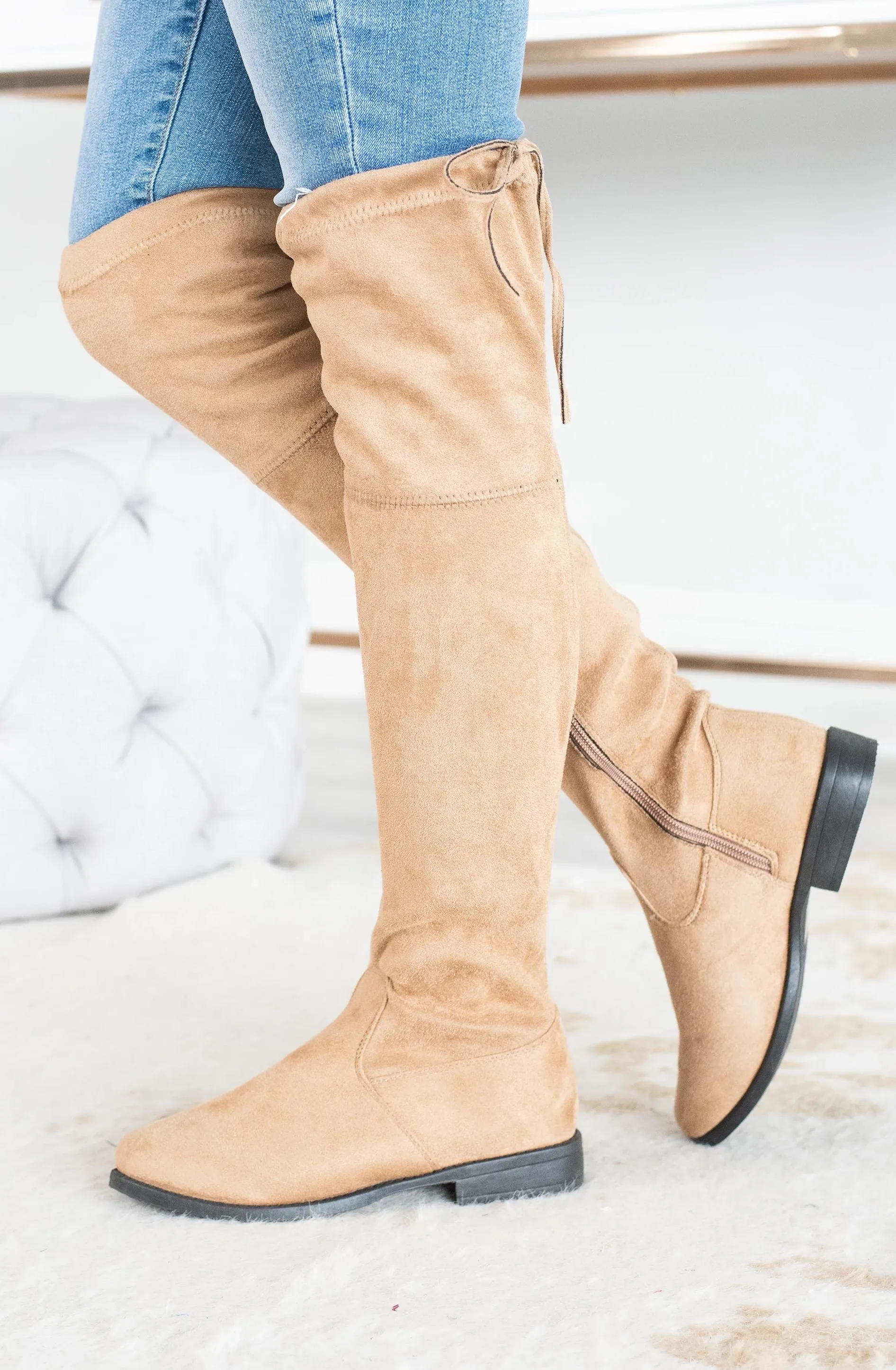 Take Me With You Over The Knee Natural Boots