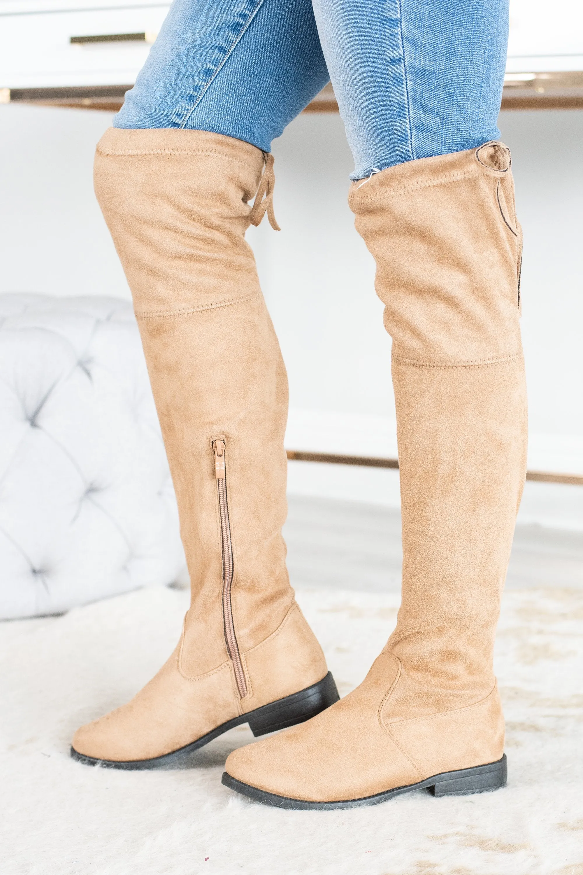 Take Me With You Over The Knee Natural Boots